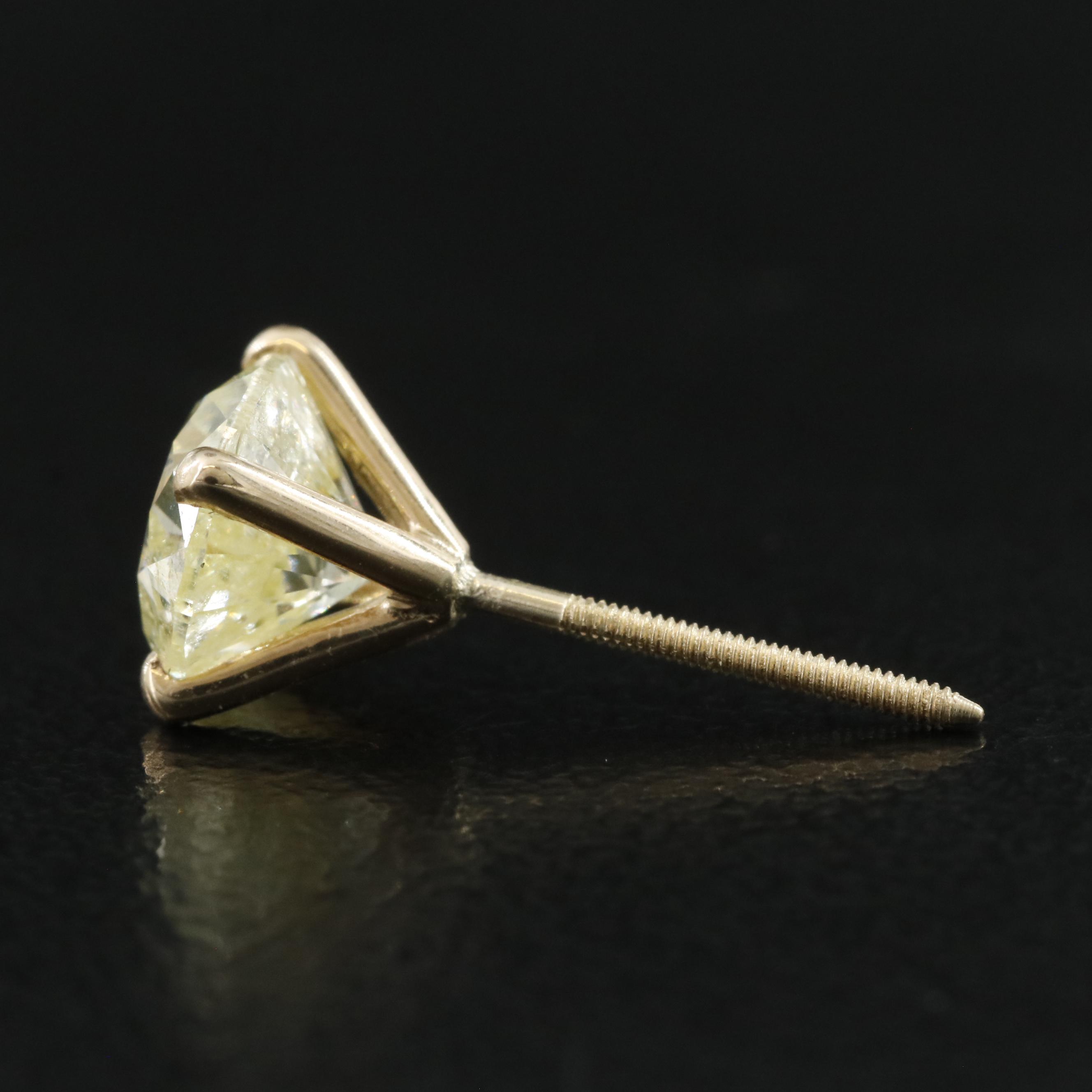 14K 2.00 CTW Diamond Solitaire Earrings with IGI Jewelry Report