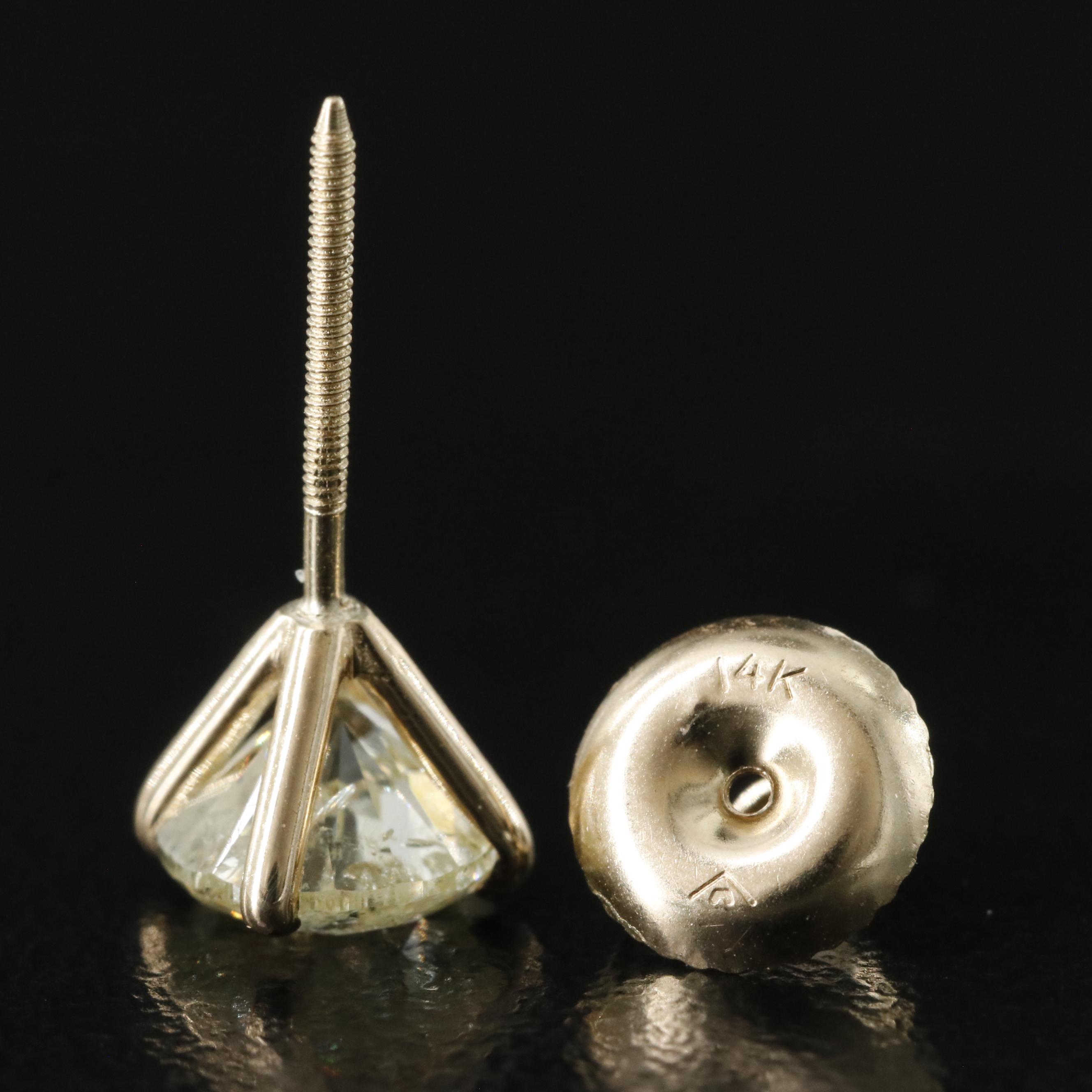 14K 2.00 CTW Diamond Solitaire Earrings with IGI Jewelry Report