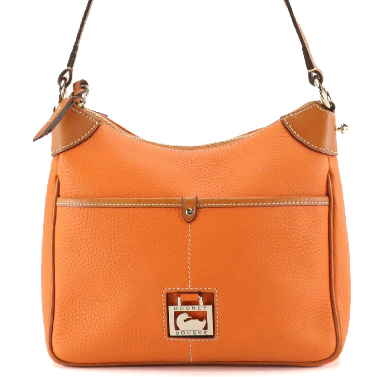 Dooney & Bourke Kimberly Convertible Bag in Orange Pebble Grained Leather