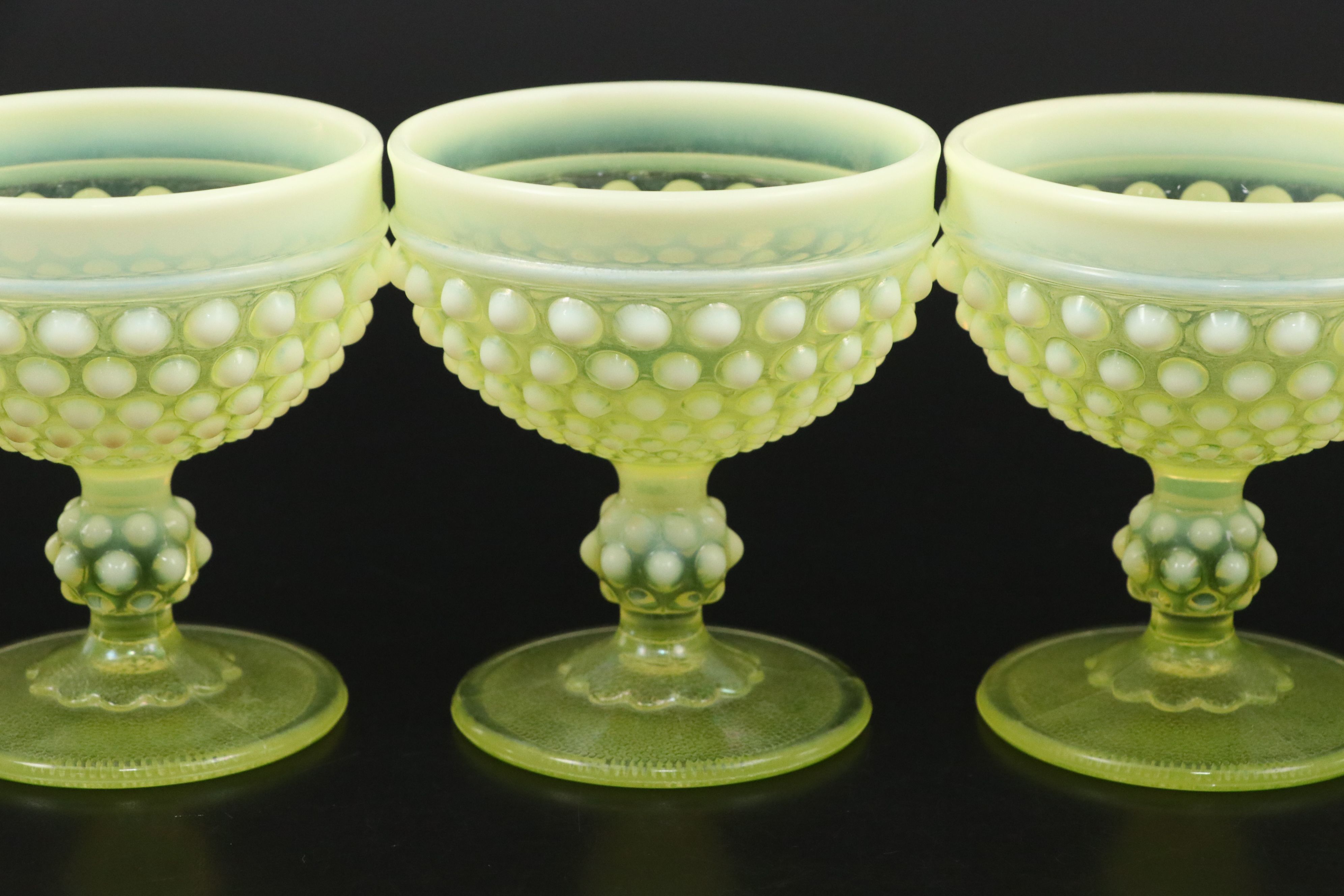Imperial and Fenton Hobnail Vaseline Opalescent Glass Tableware