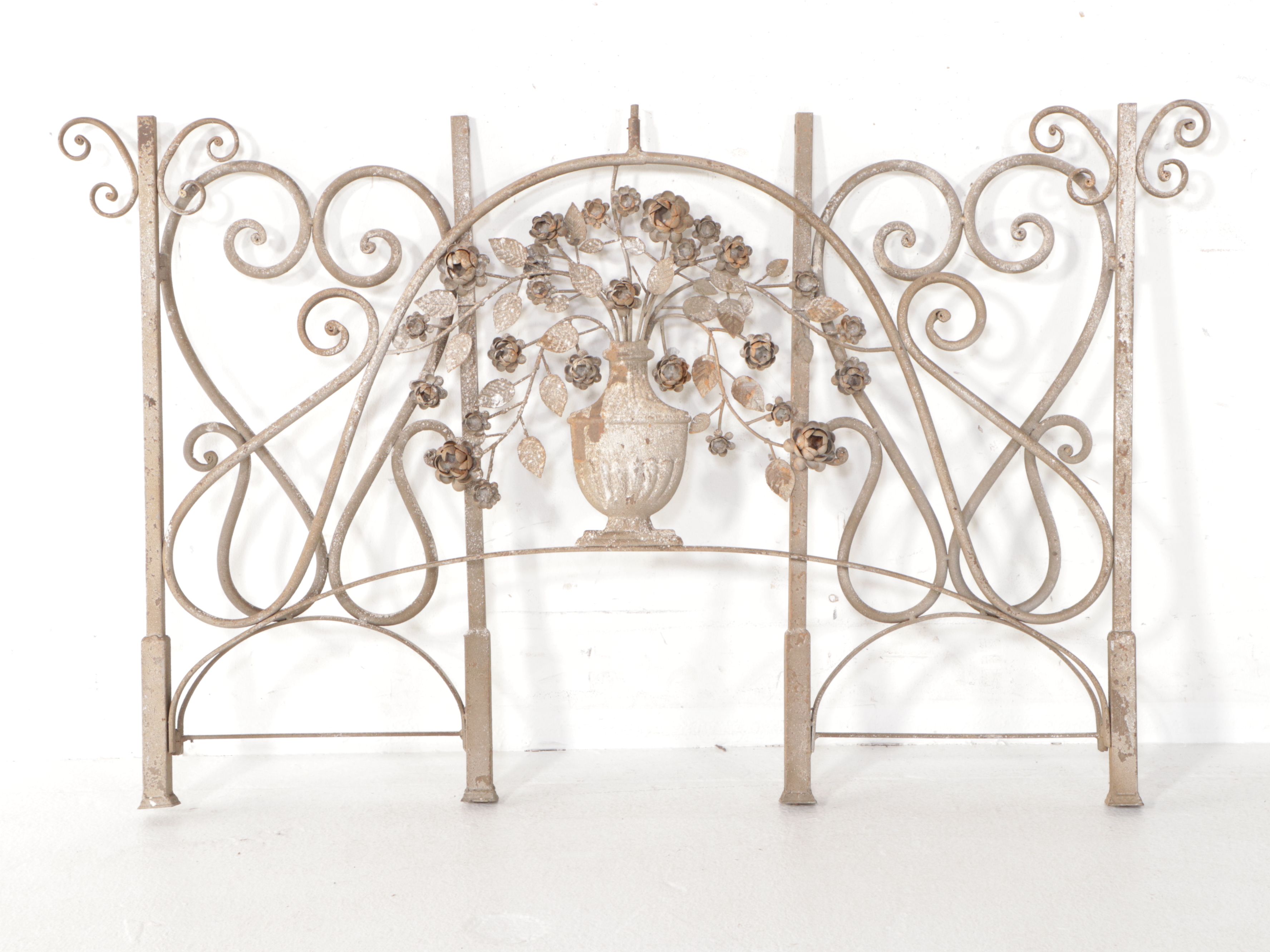 French Style Silvered Wrought Metal Console Table