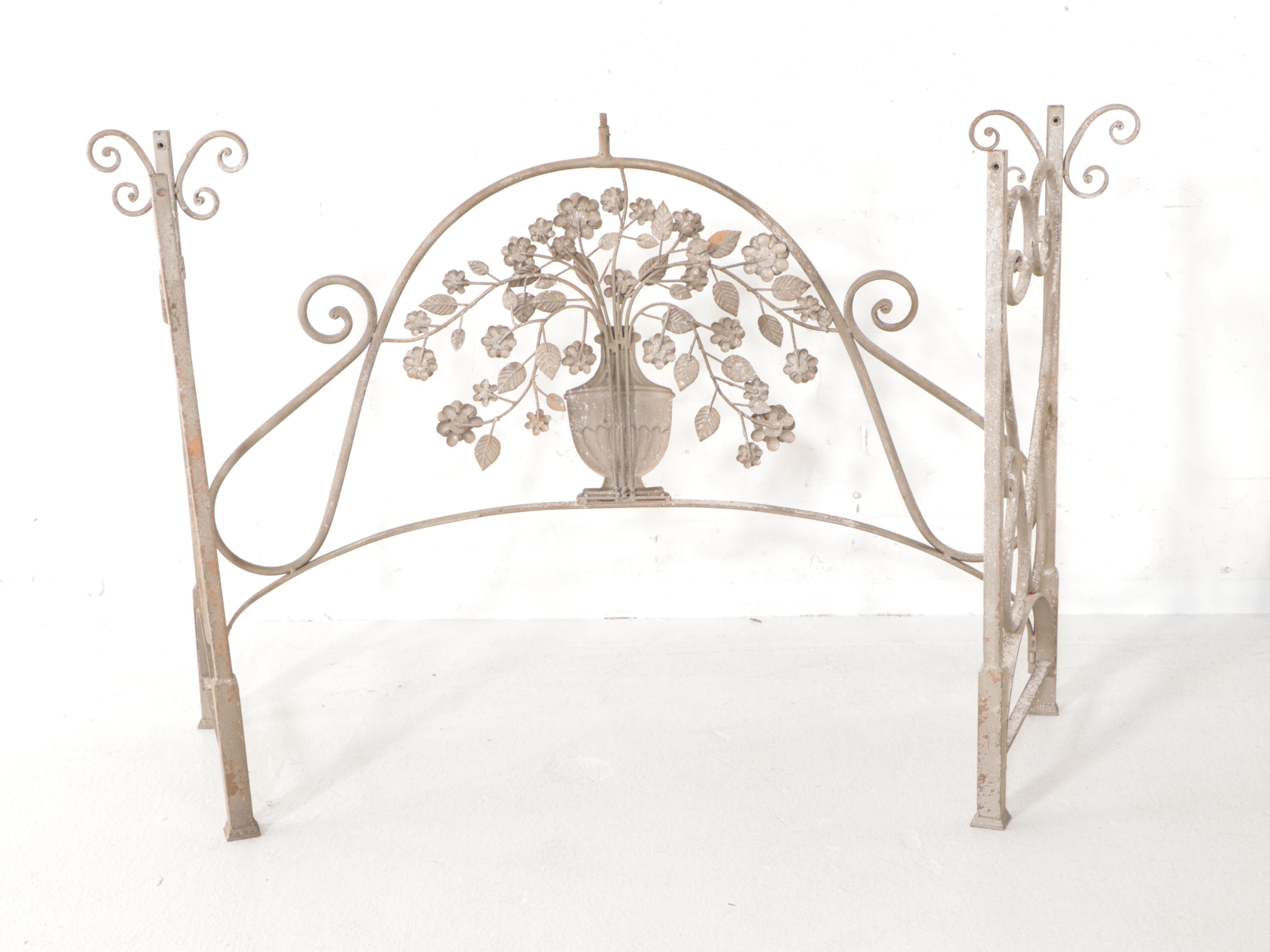 French Style Silvered Wrought Metal Console Table