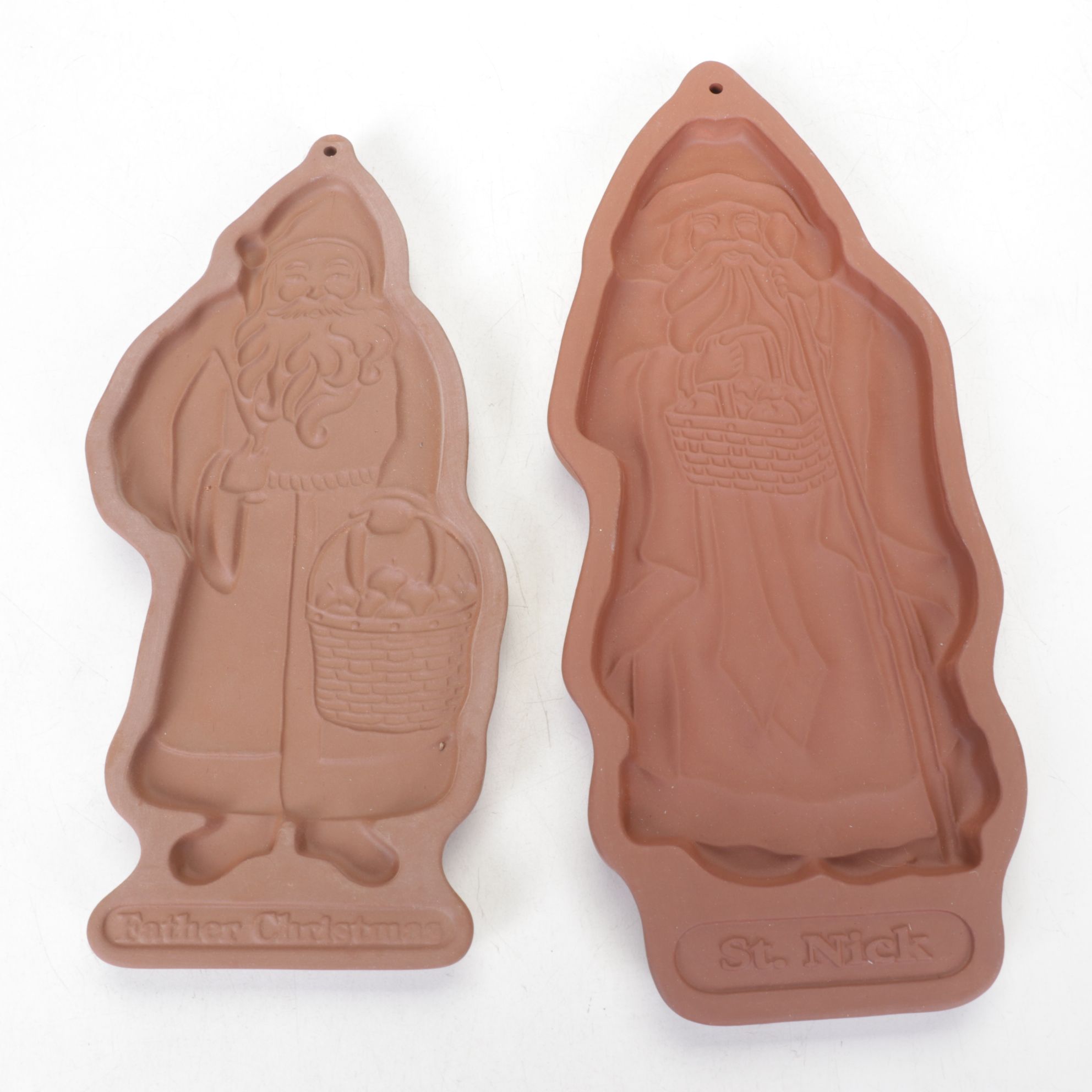 Longaberger Pewter Santa Ornaments with Cookie Molds and Brown Bag Cookie Art