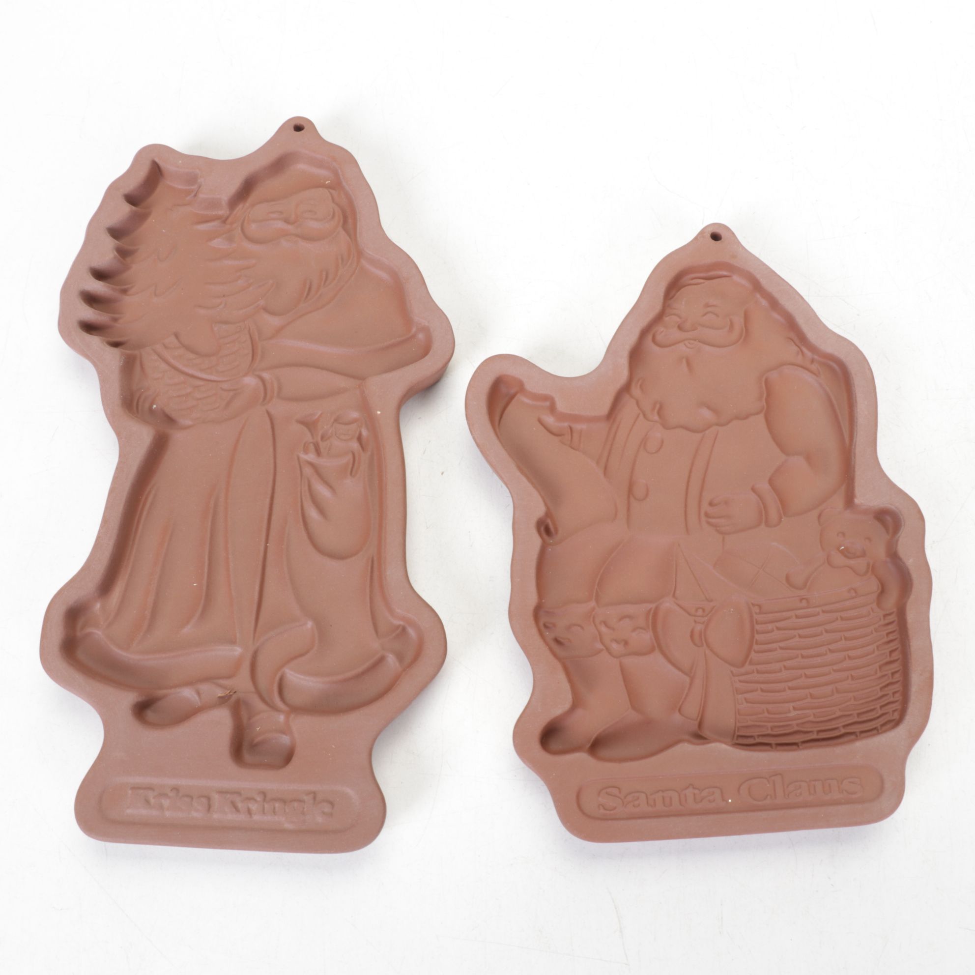 Longaberger Pewter Santa Ornaments with Cookie Molds and Brown Bag Cookie Art