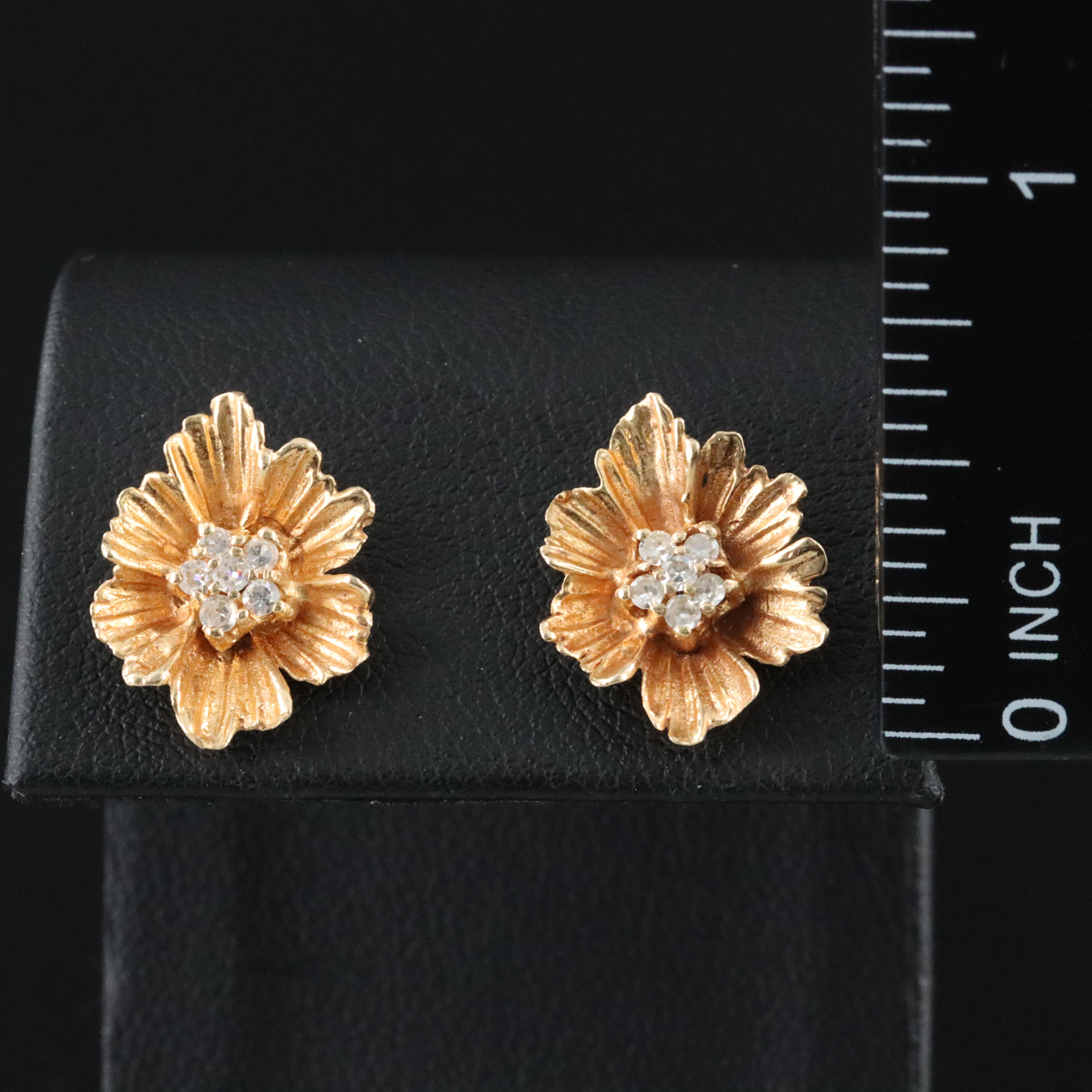 14K 0.20 CTW Diamond Flower Earrings