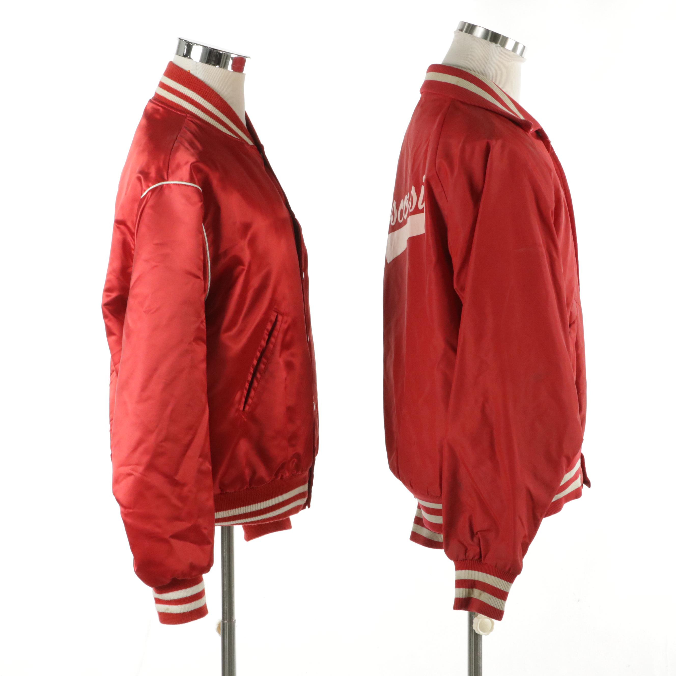 Men's Vintage Seagram's Embroidered Satin Bomber Jacket with Other Red Jacket