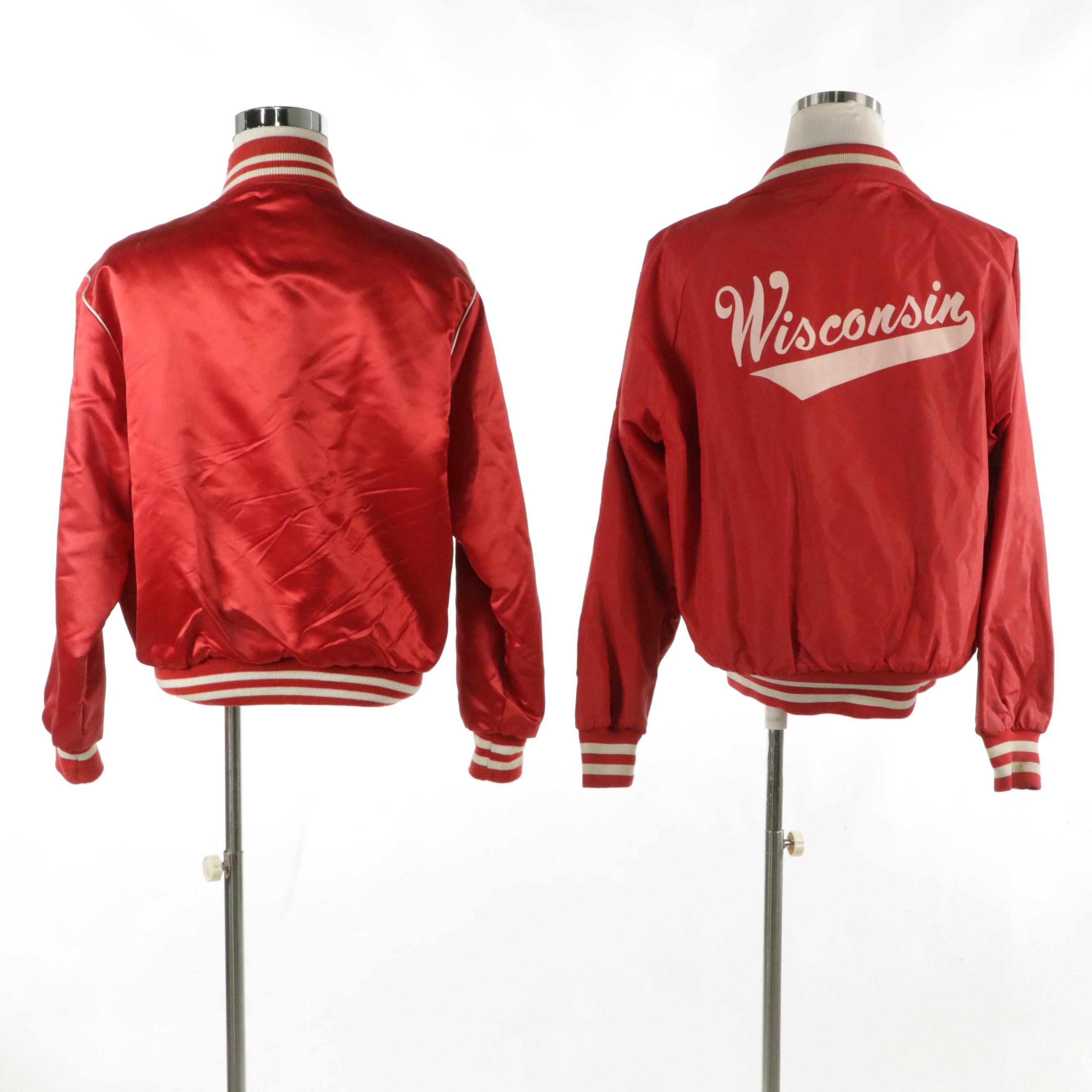 Men's Vintage Seagram's Embroidered Satin Bomber Jacket with Other Red Jacket