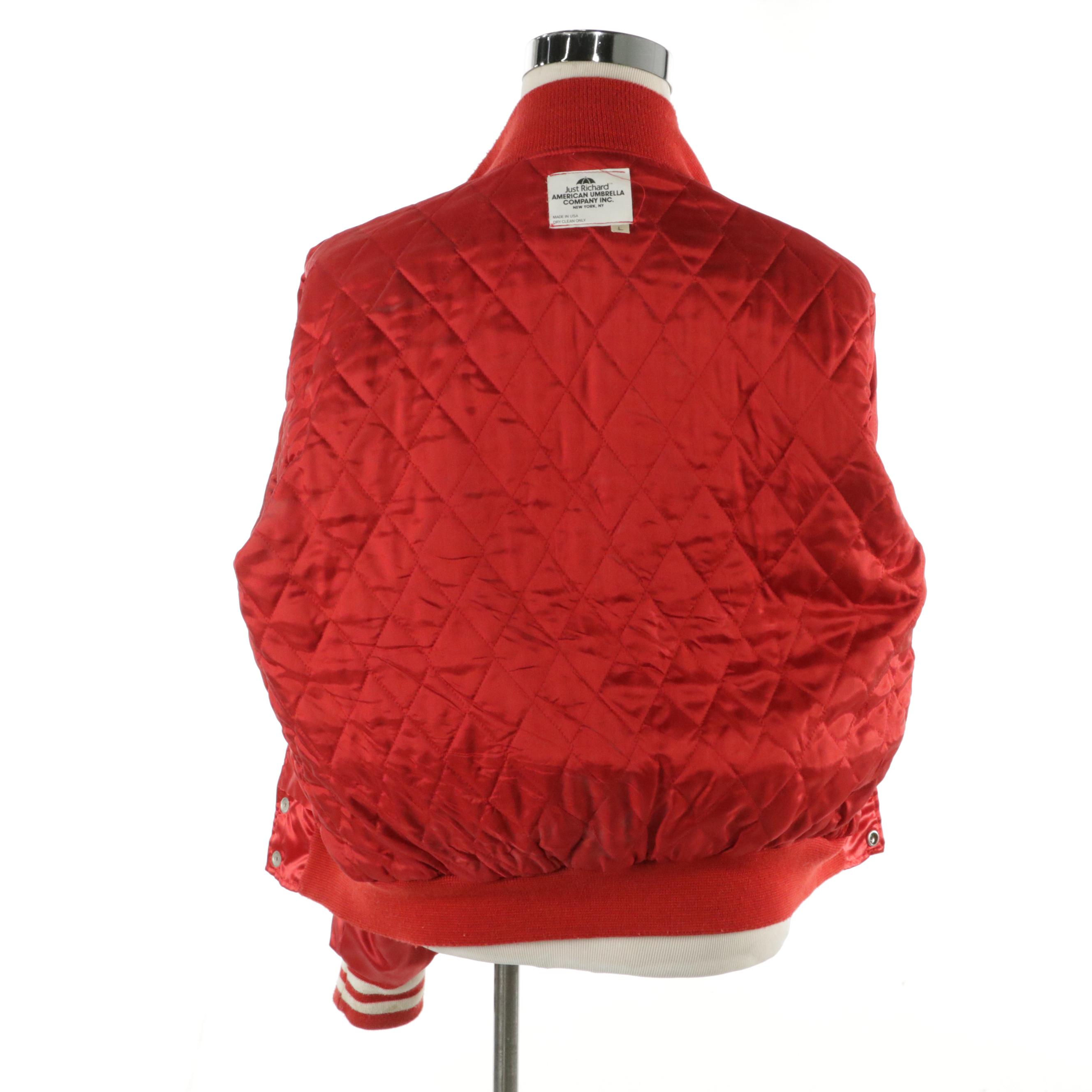 Men's Vintage Seagram's Embroidered Satin Bomber Jacket with Other Red Jacket