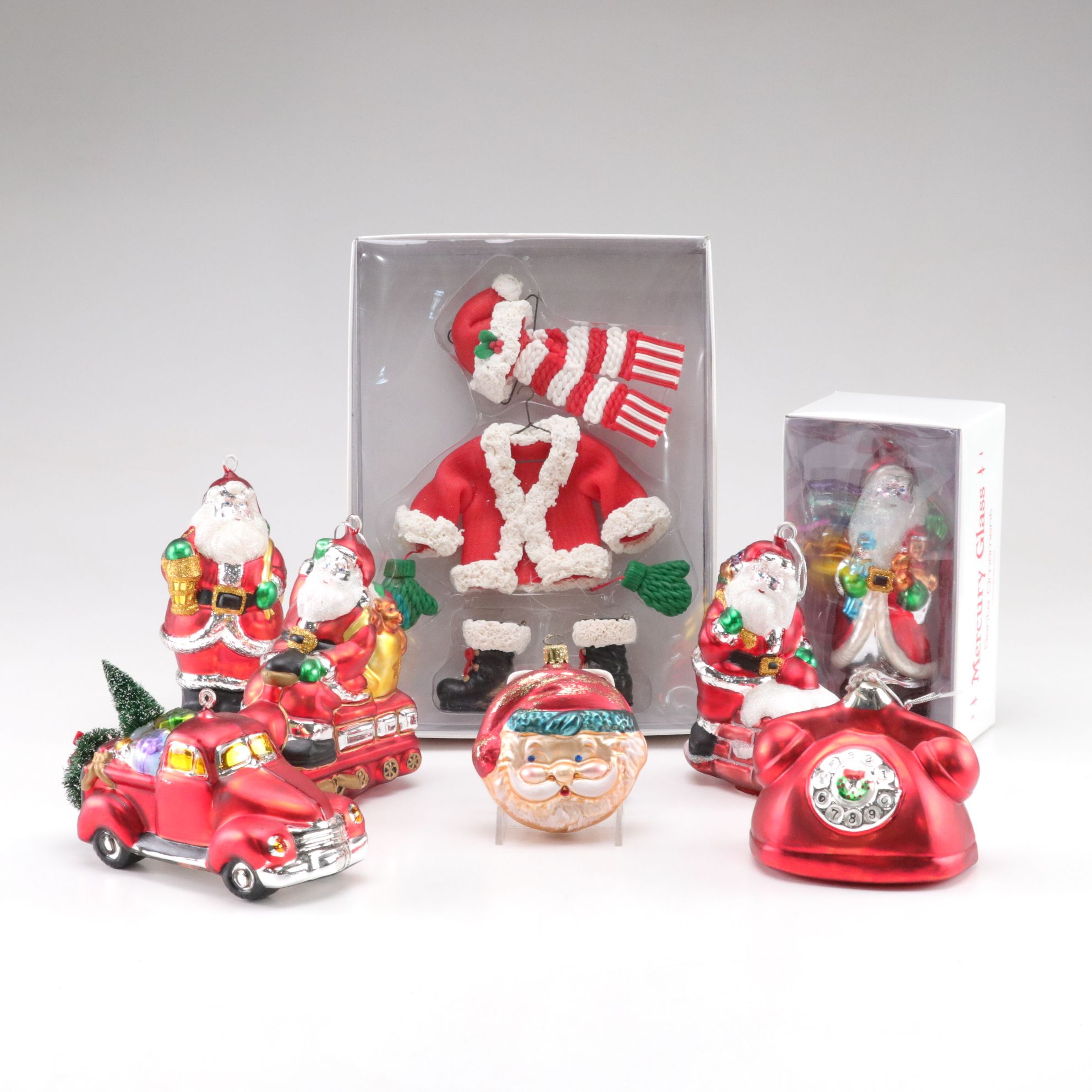 Mercury Glass Style Santa Claus Ornaments