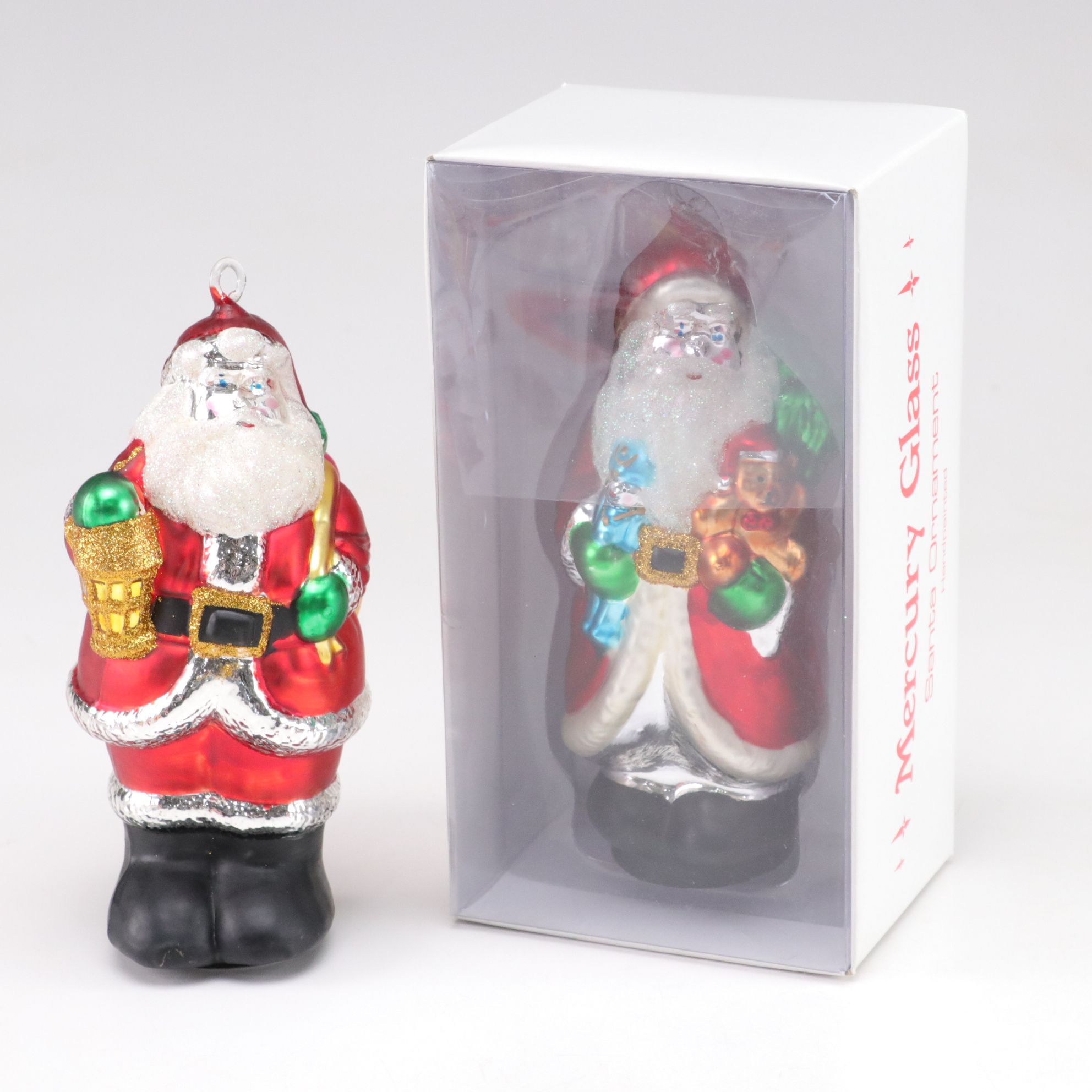 Mercury Glass Style Santa Claus Ornaments
