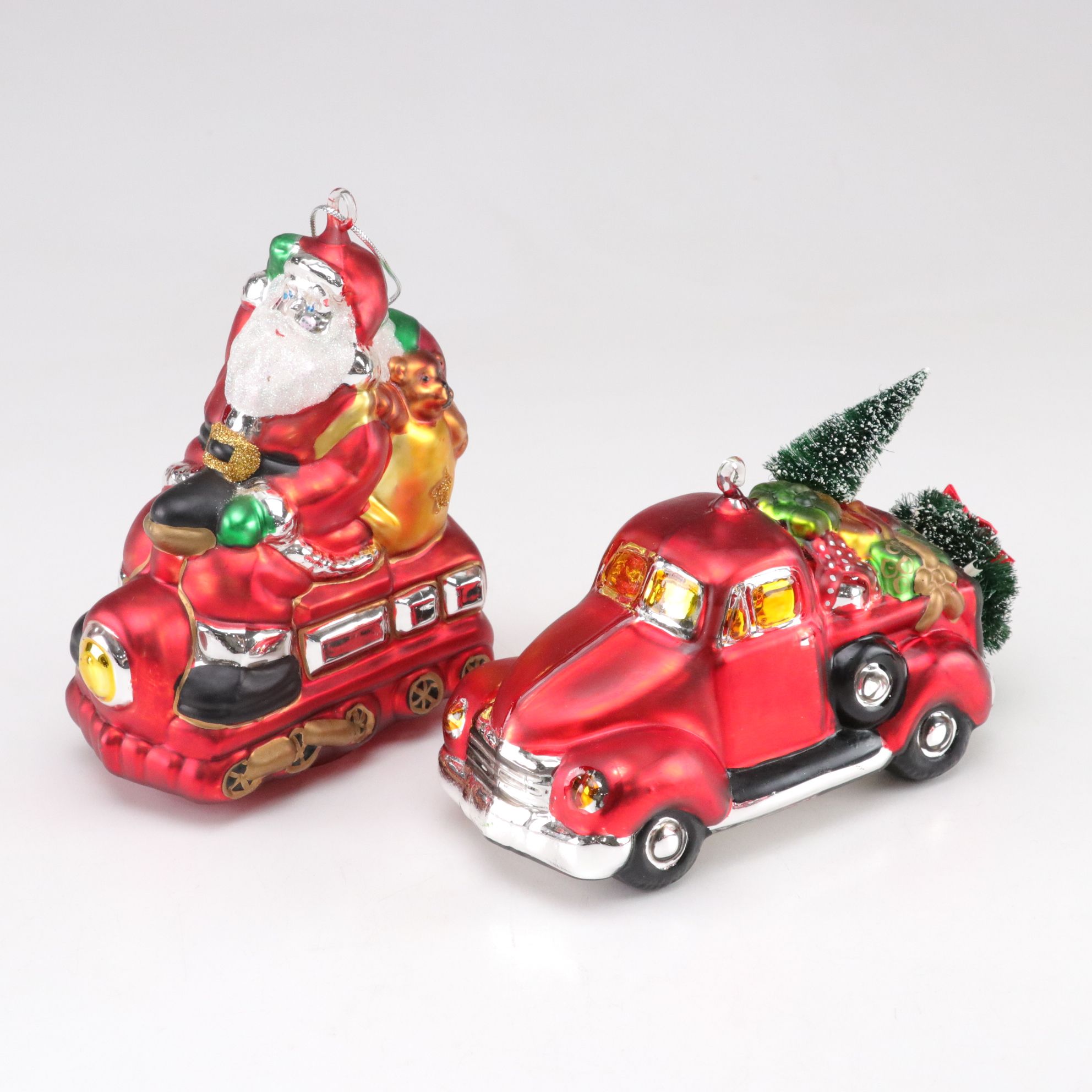 Mercury Glass Style Santa Claus Ornaments