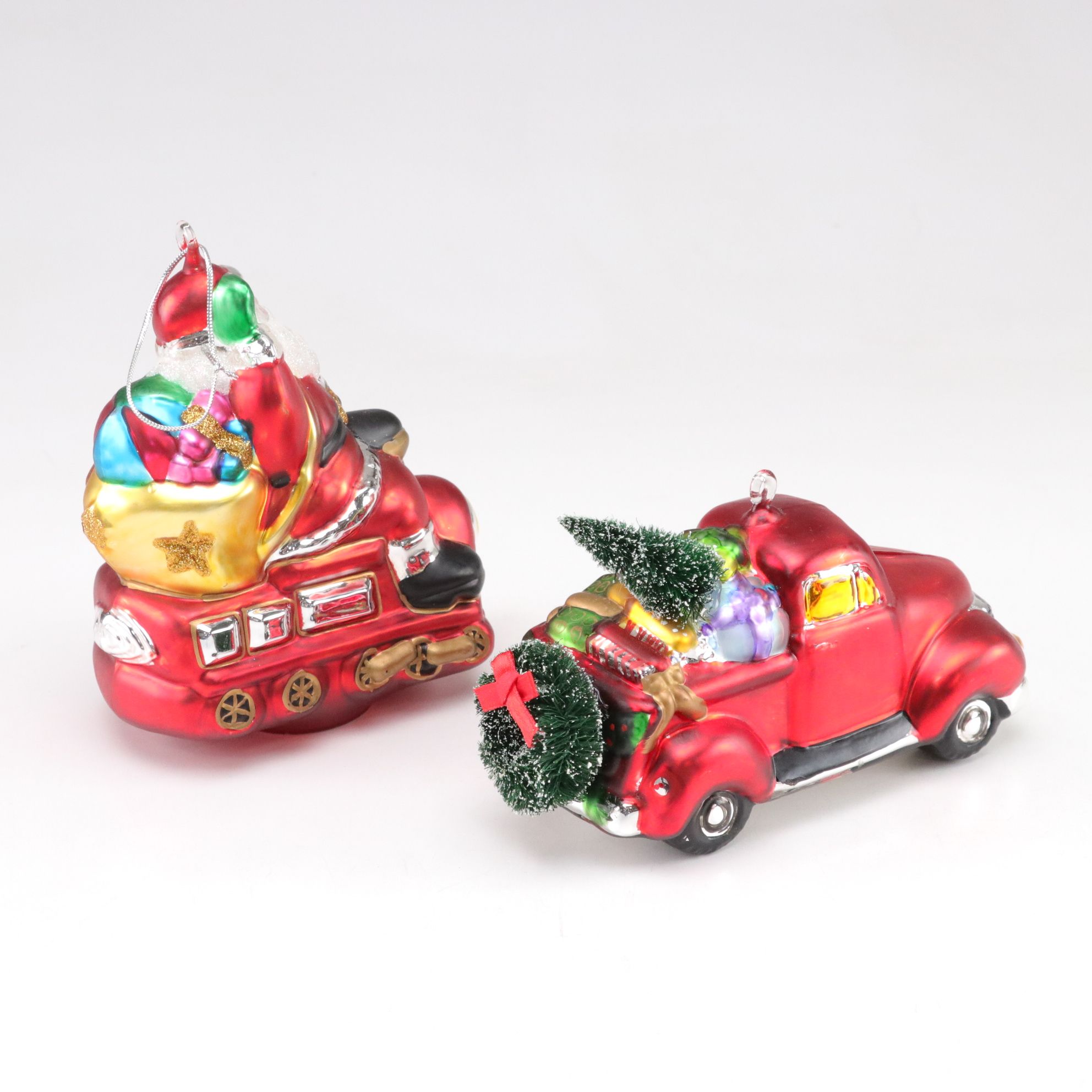 Mercury Glass Style Santa Claus Ornaments