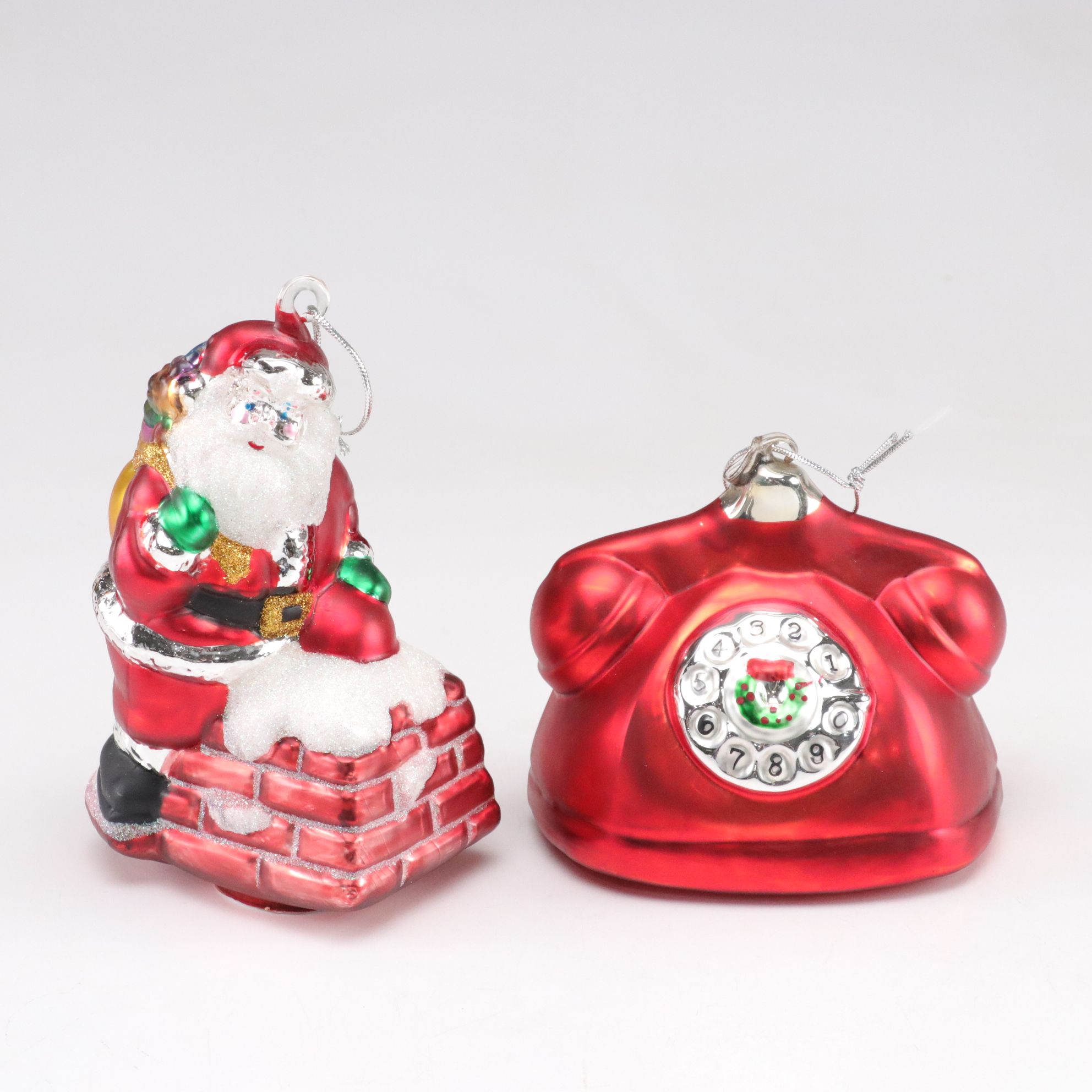 Mercury Glass Style Santa Claus Ornaments