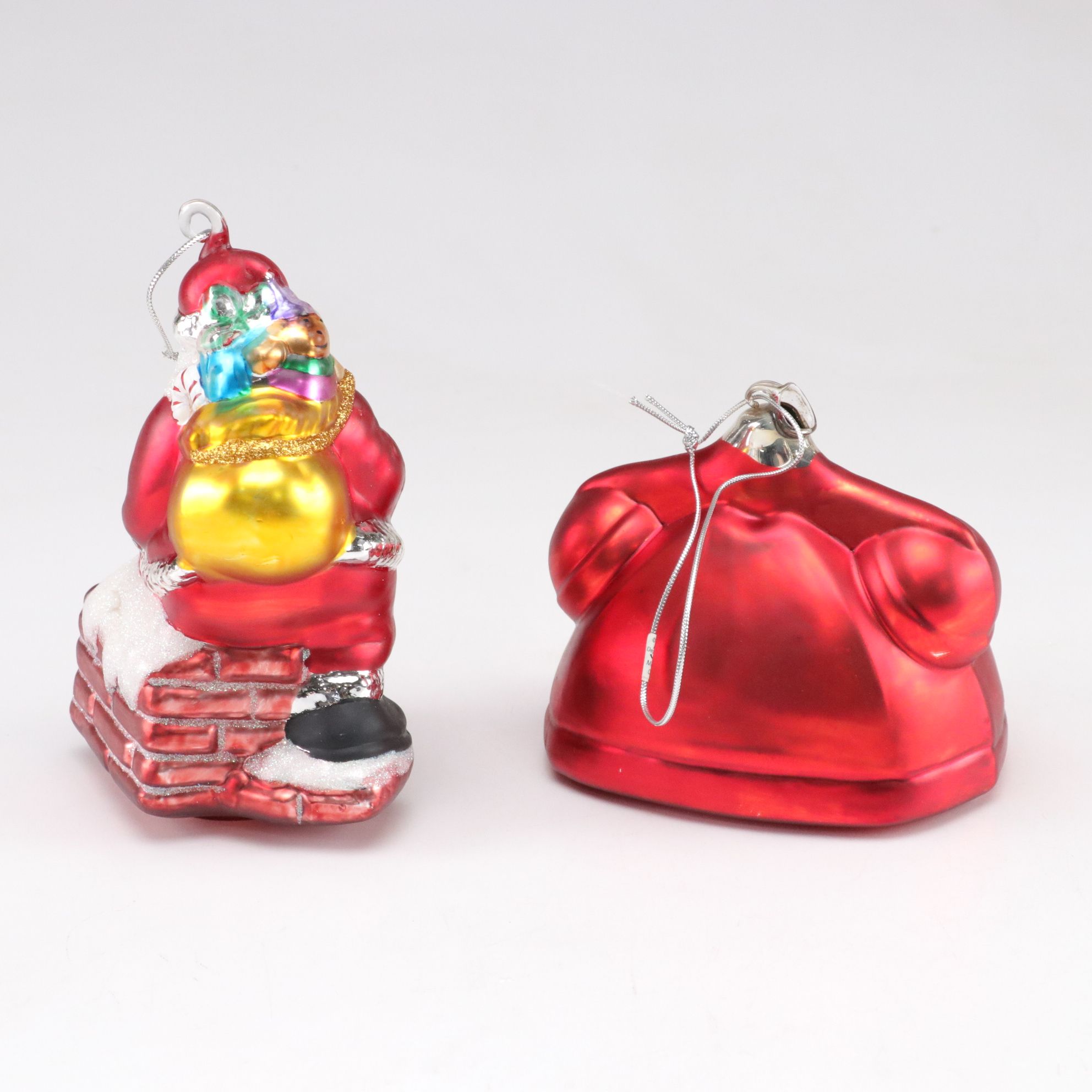 Mercury Glass Style Santa Claus Ornaments