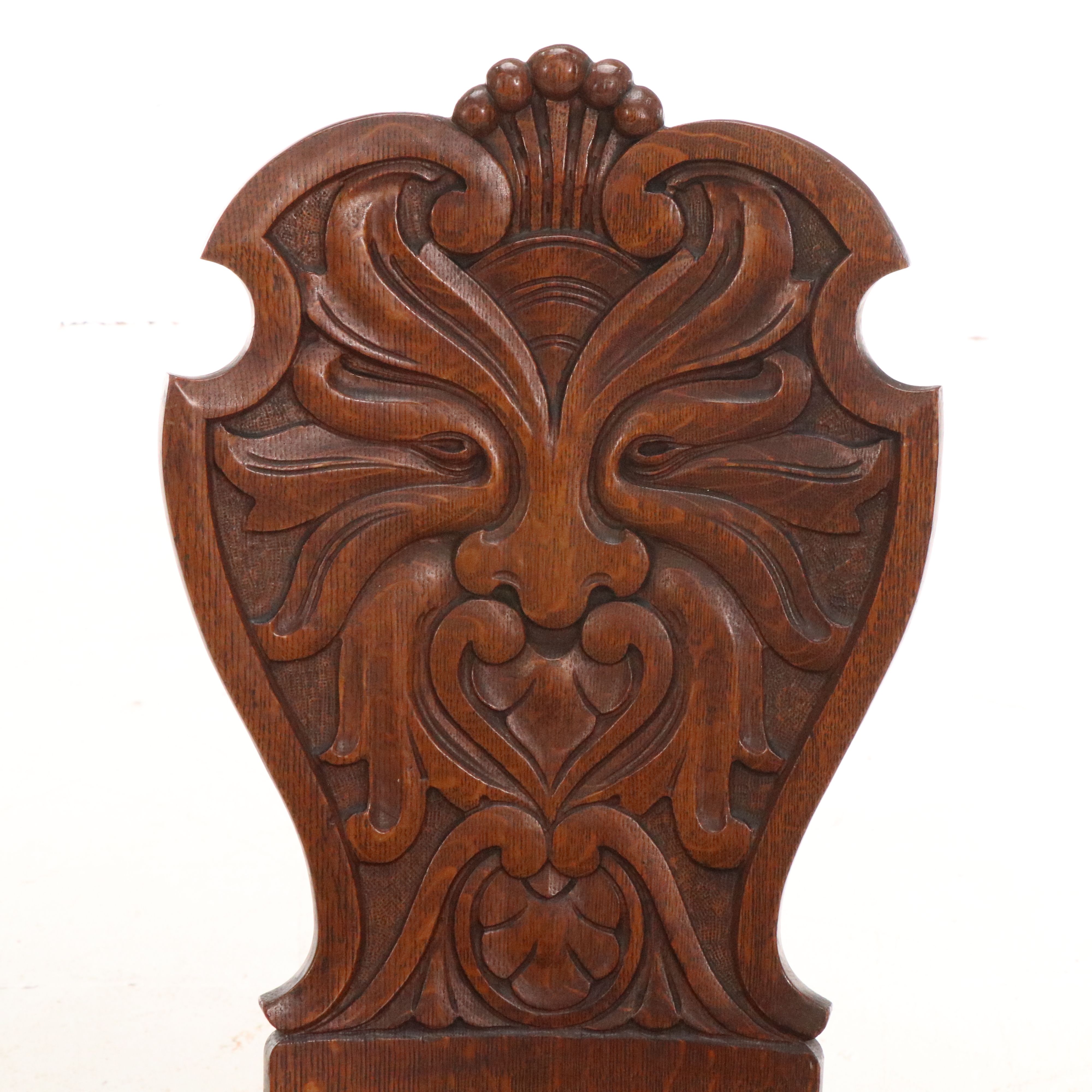 Jacobean Revival Carved Oak Side Chair, 19th Century