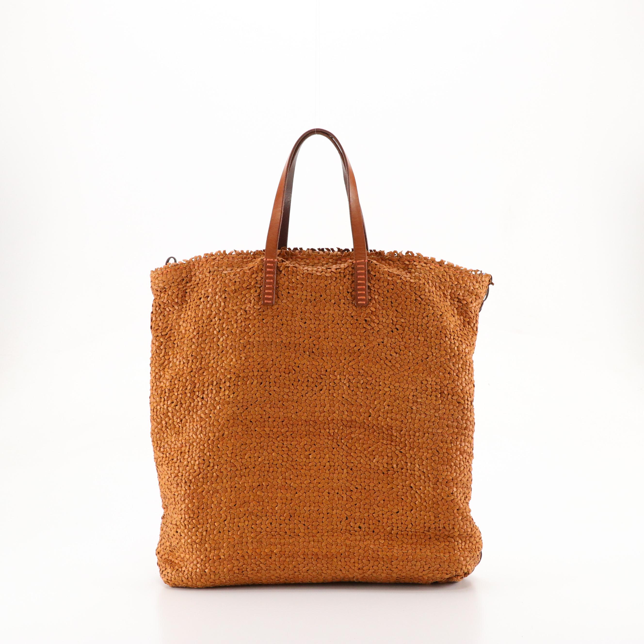 Henry Cuir for Barneys New York Tight Woven Leather Tote Bag with Bead Accents