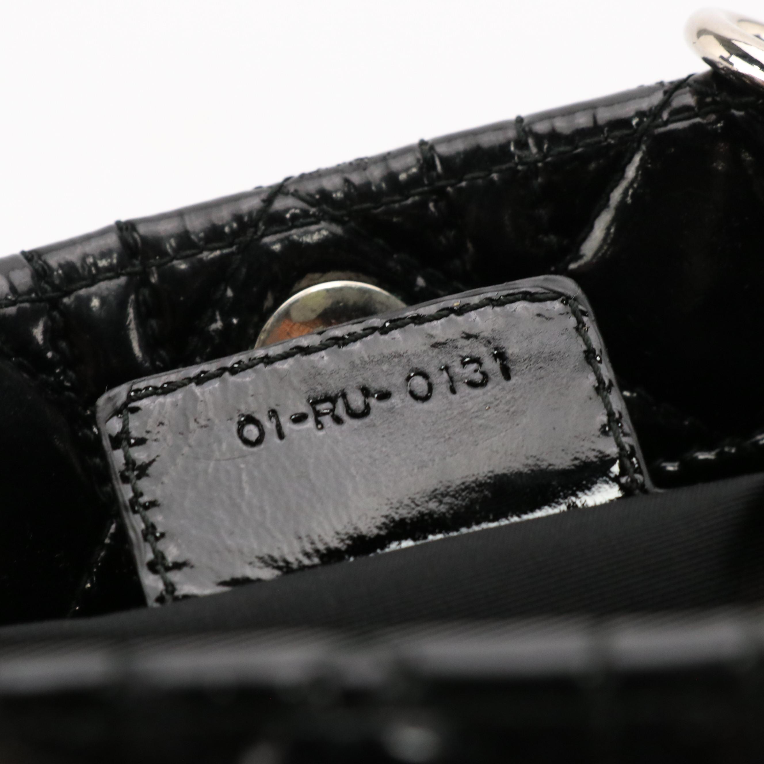 Christian Dior Black Cannage Patent Leather Lady Dior Shopping Tote