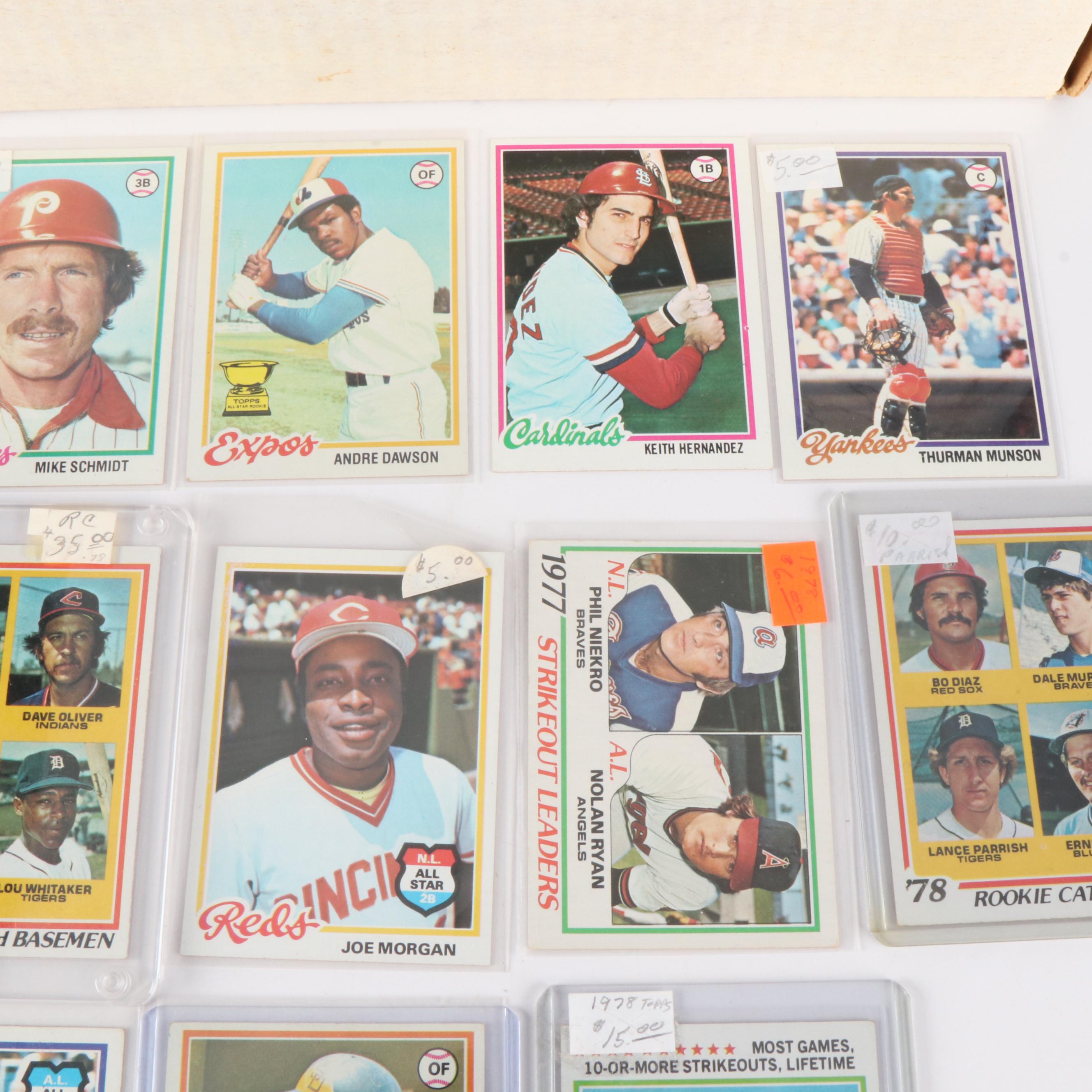 1978 Topps Baseball Cards Featuring Nolan Ryan, Reggie Jackson, and More