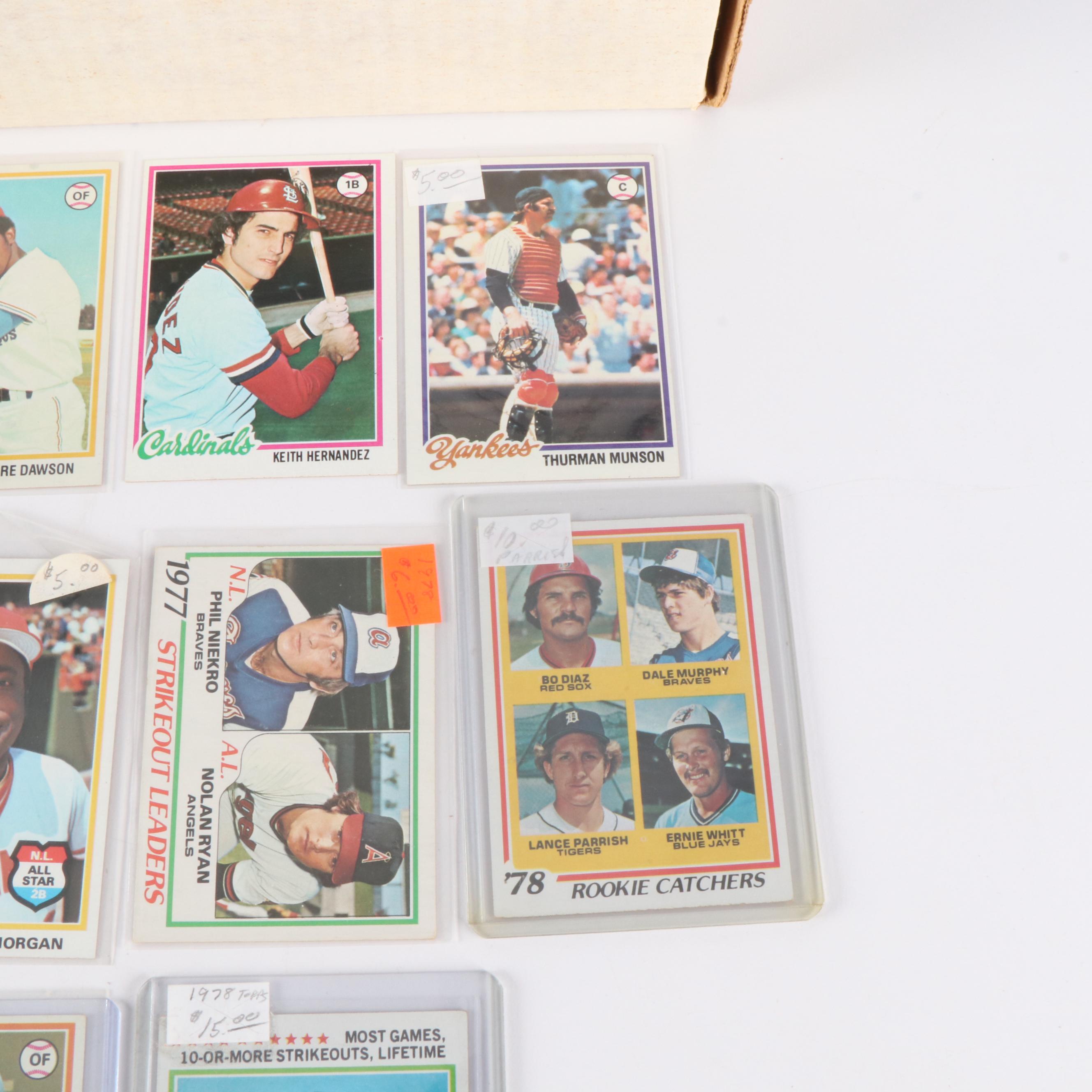 1978 Topps Baseball Cards Featuring Nolan Ryan, Reggie Jackson, and More