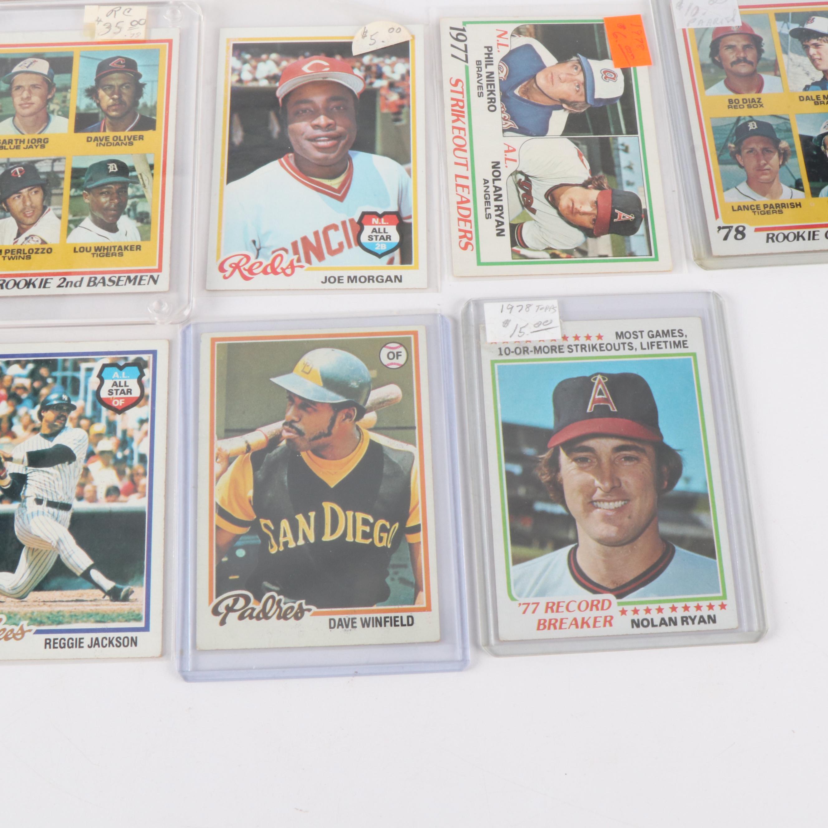 1978 Topps Baseball Cards Featuring Nolan Ryan, Reggie Jackson, and More