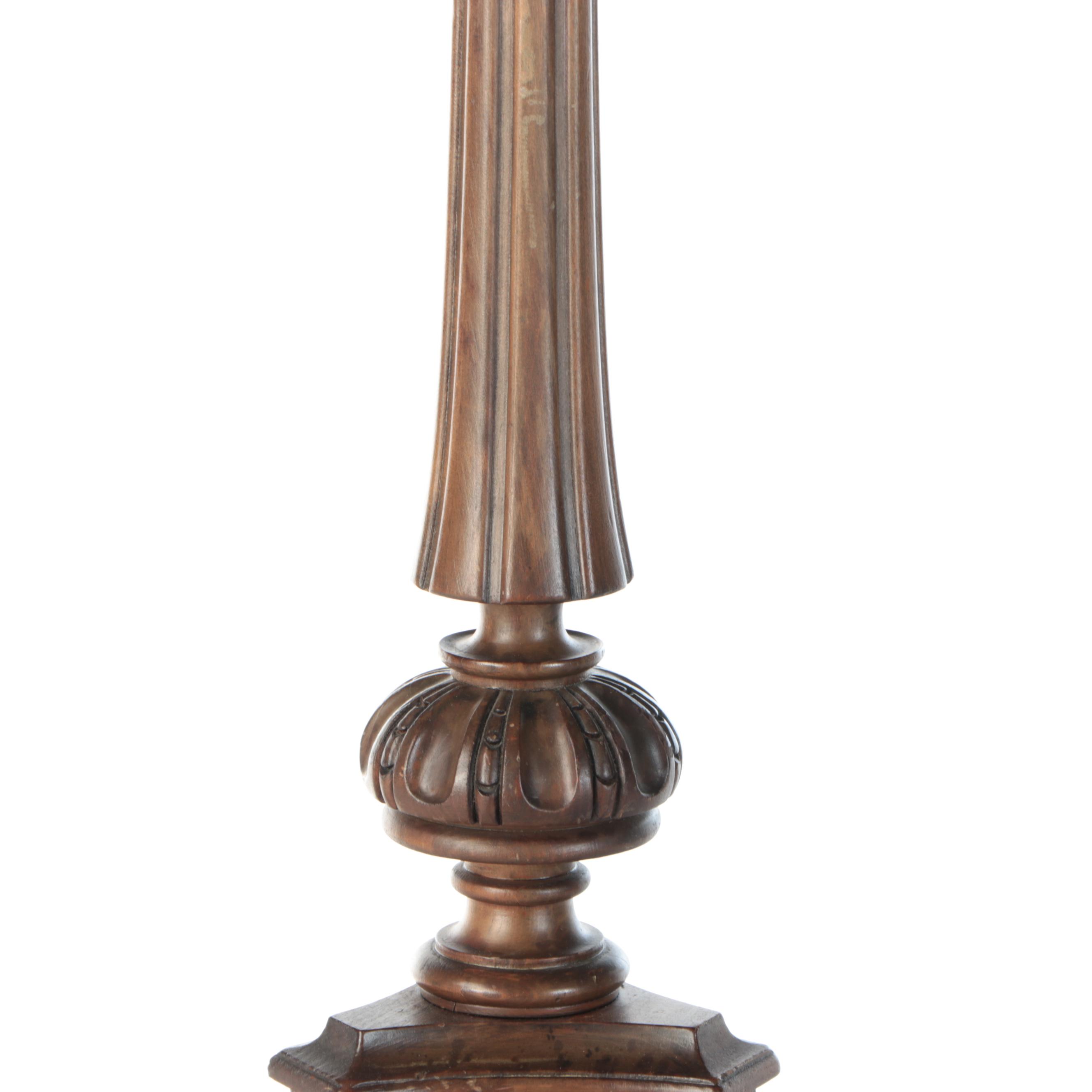 Baroque Style Carved Wood Tall Plant Stand