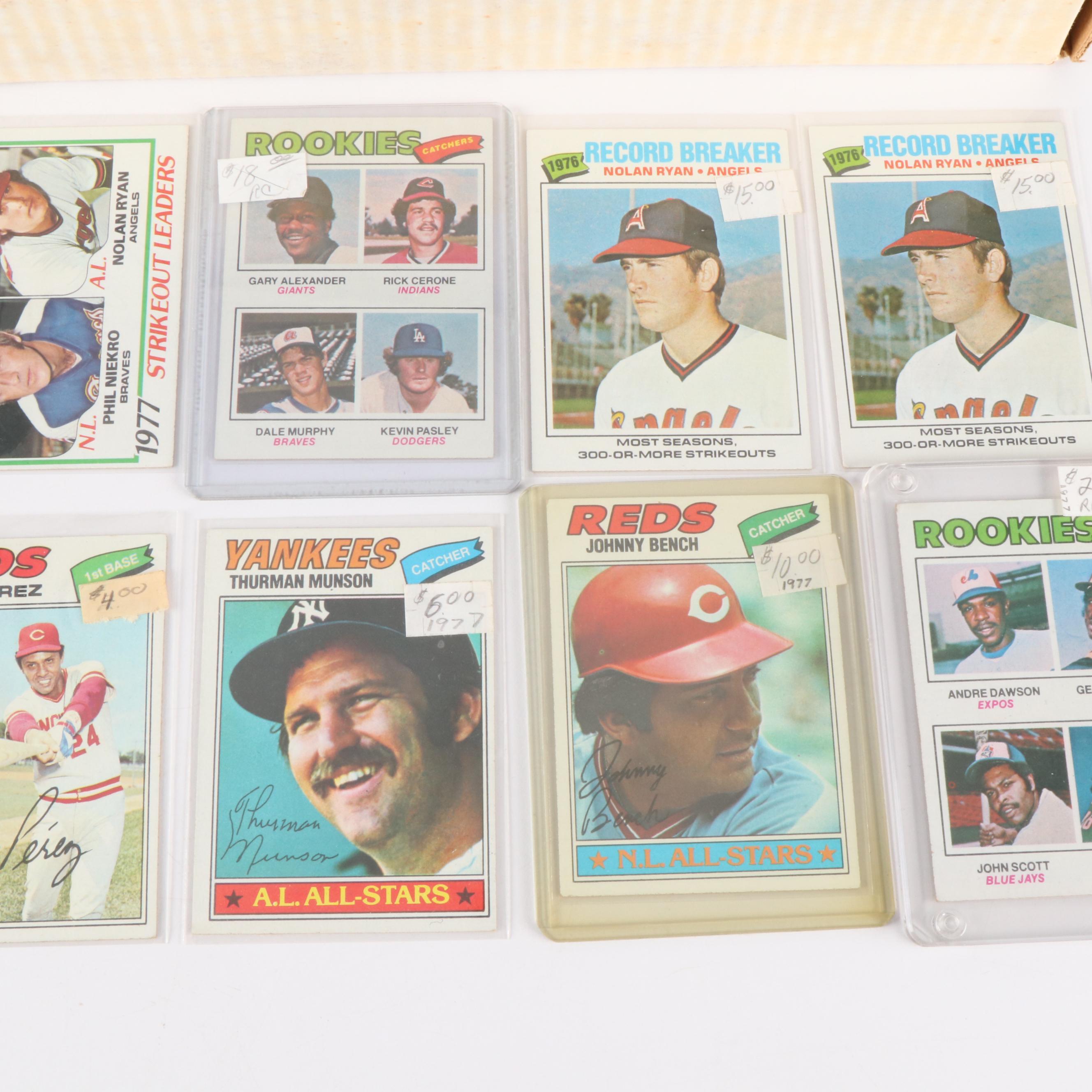 1977 Topps Baseball Cards Featuring Andre Dawson and Dale Murphy Rookies