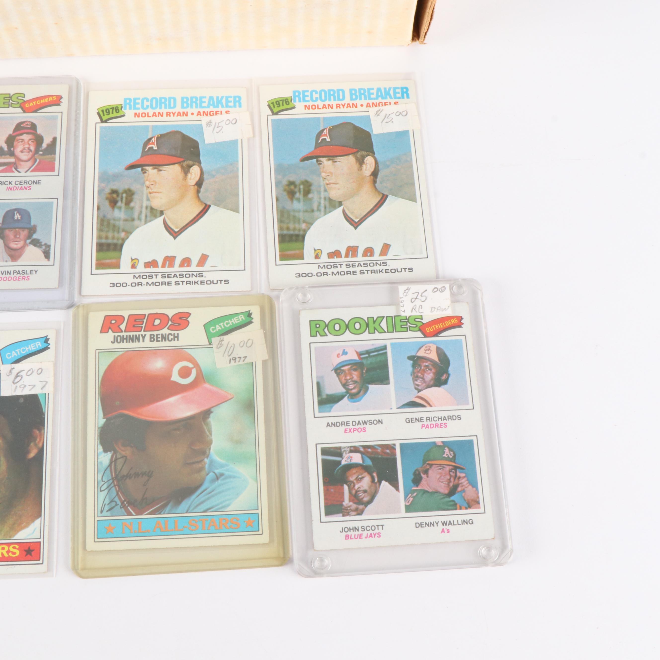 1977 Topps Baseball Cards Featuring Andre Dawson and Dale Murphy Rookies