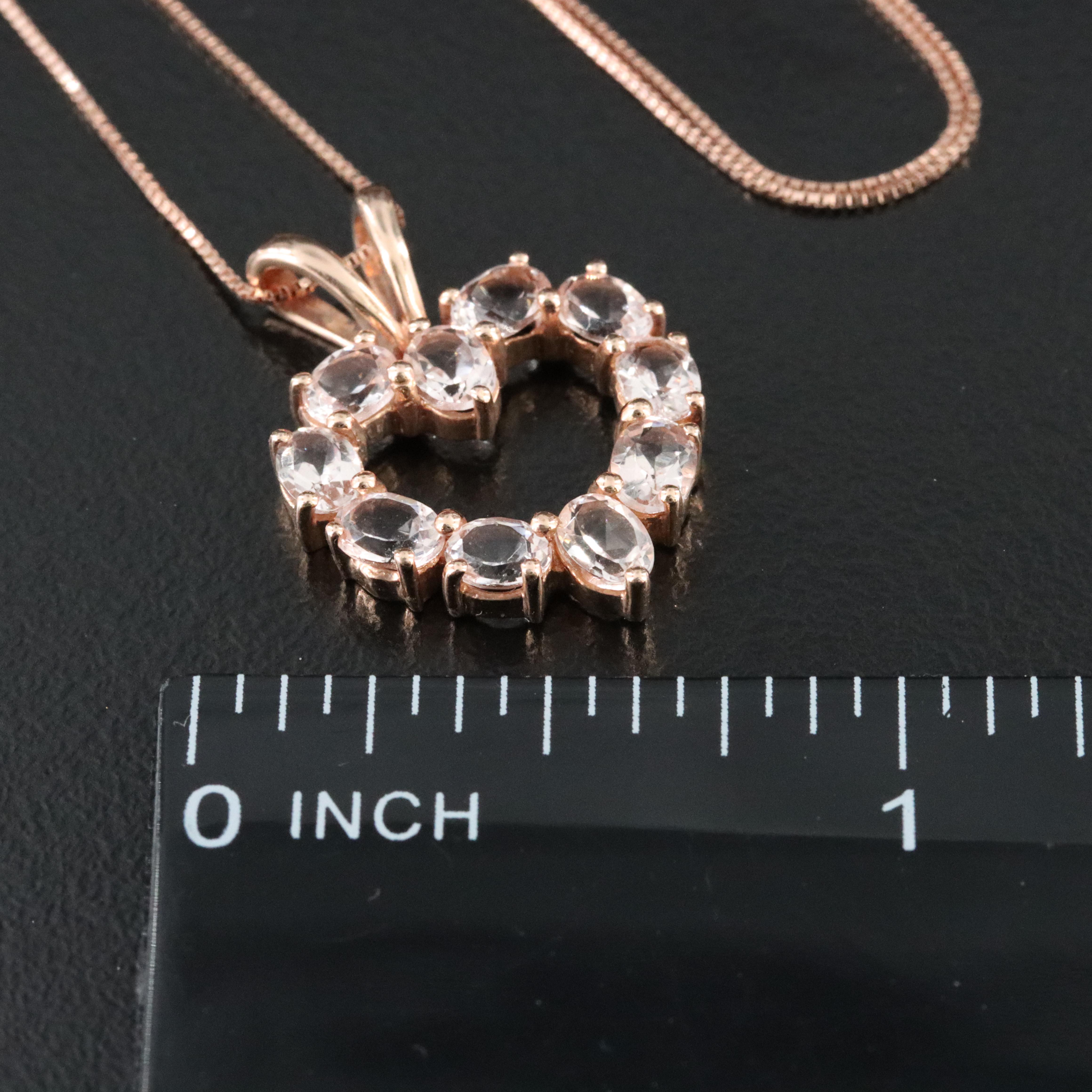 14K Rose Gold Morganite Heart Pendant Necklace
