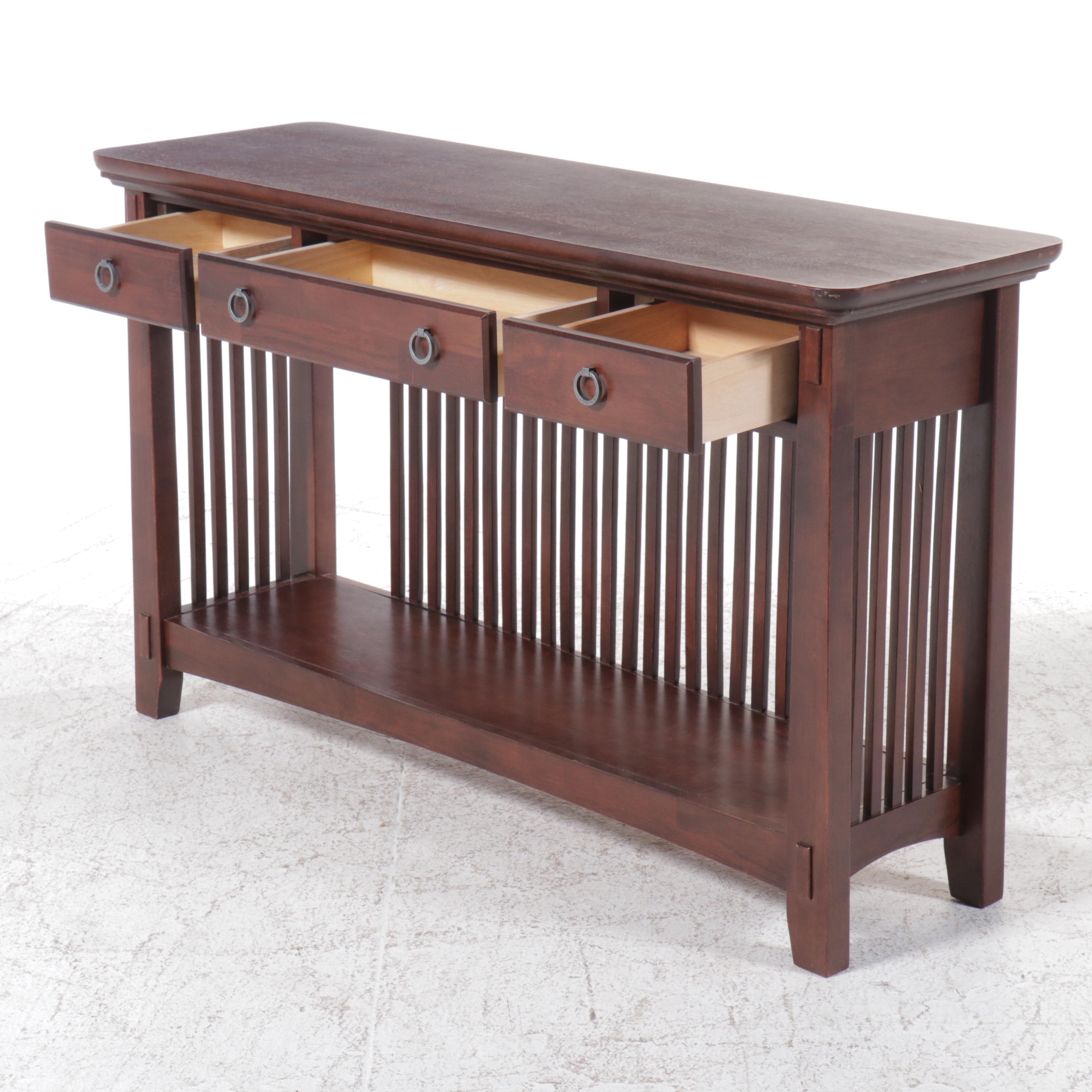 American Signature Craftsman Style Mahogany Console Table