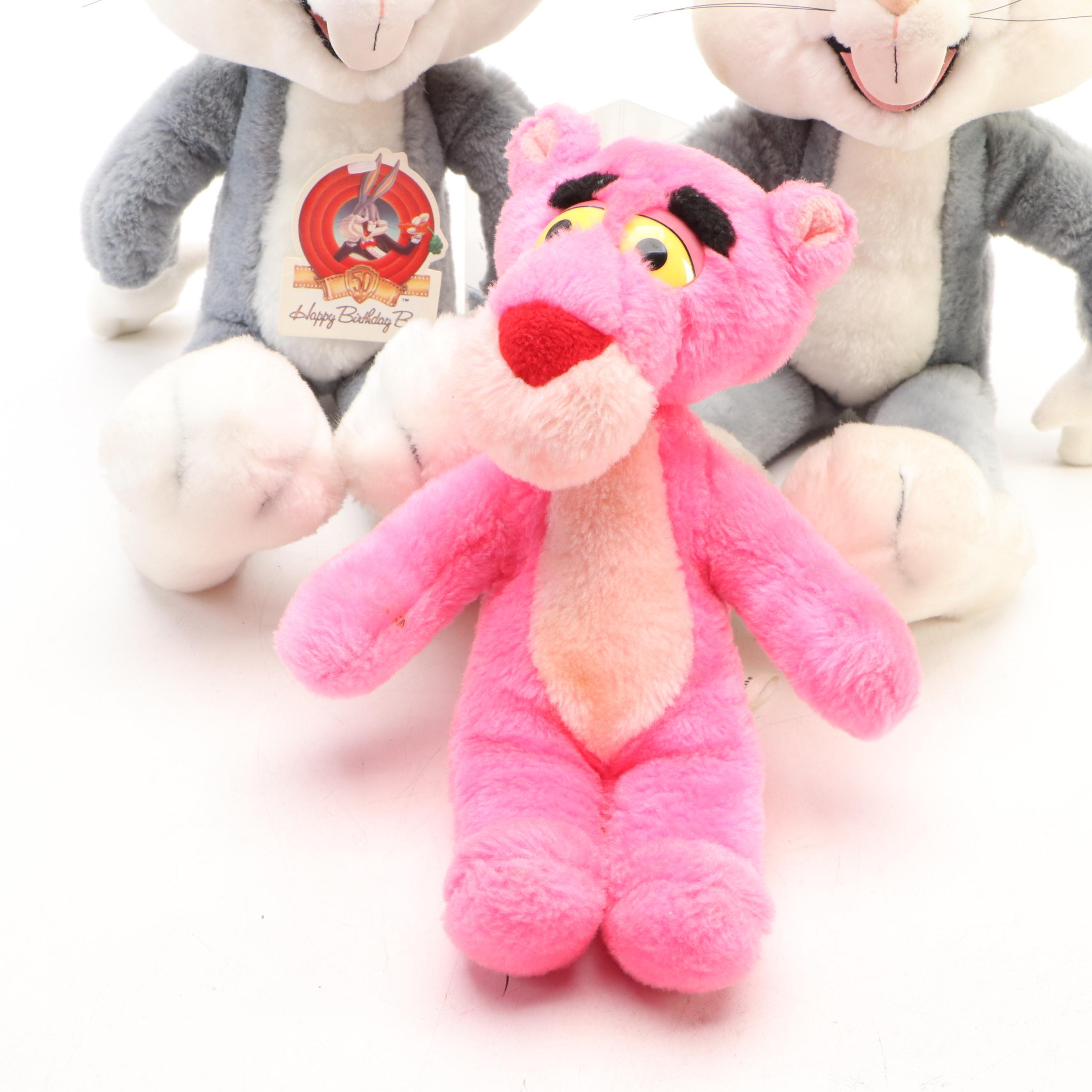 Warner Bros. "Bugs Bunny" and 24K Company "Pink Panther" Stuffed Toys
