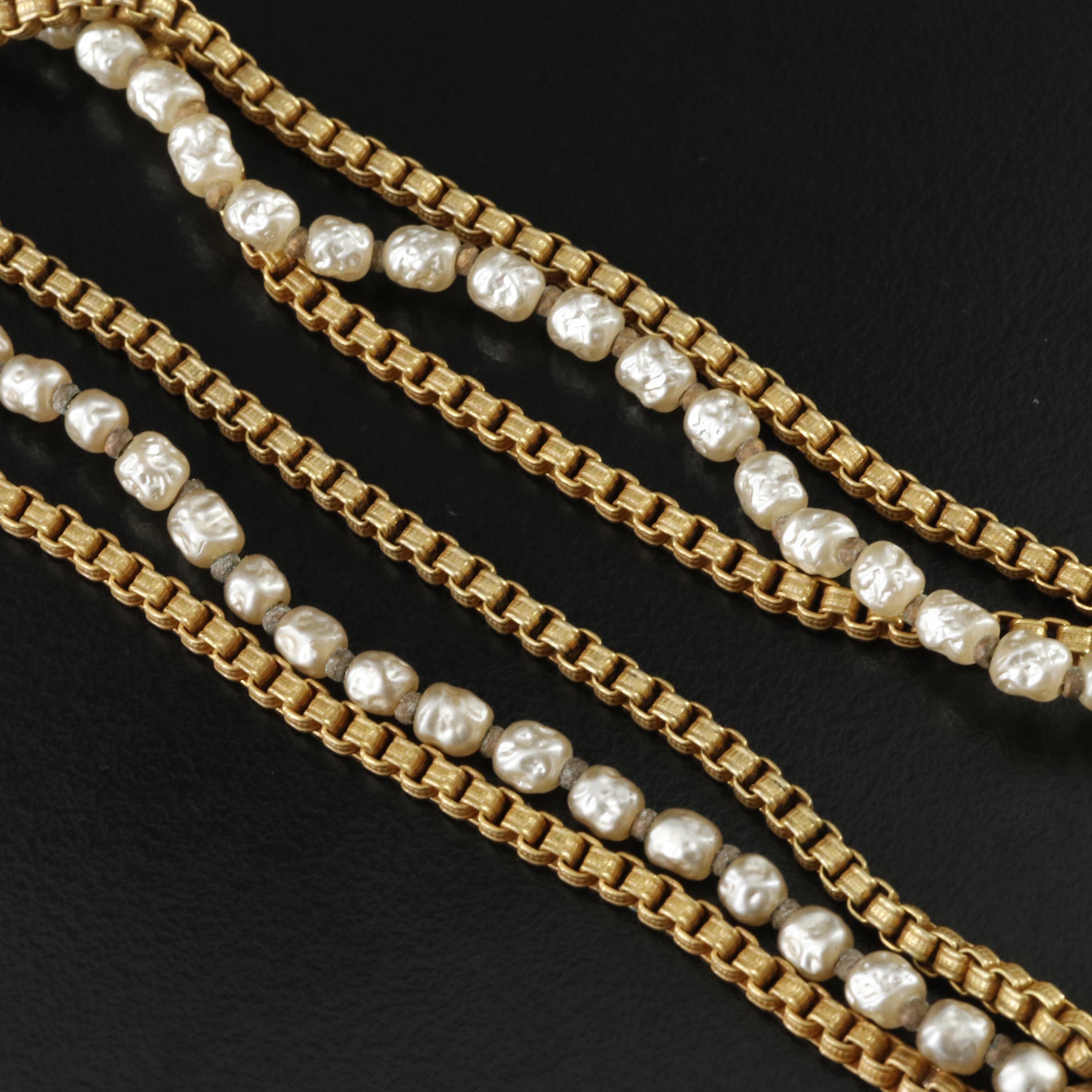 Frank Hess for Miriam Haskell Imitation Pearl and Rhinestone Necklace, 1950s