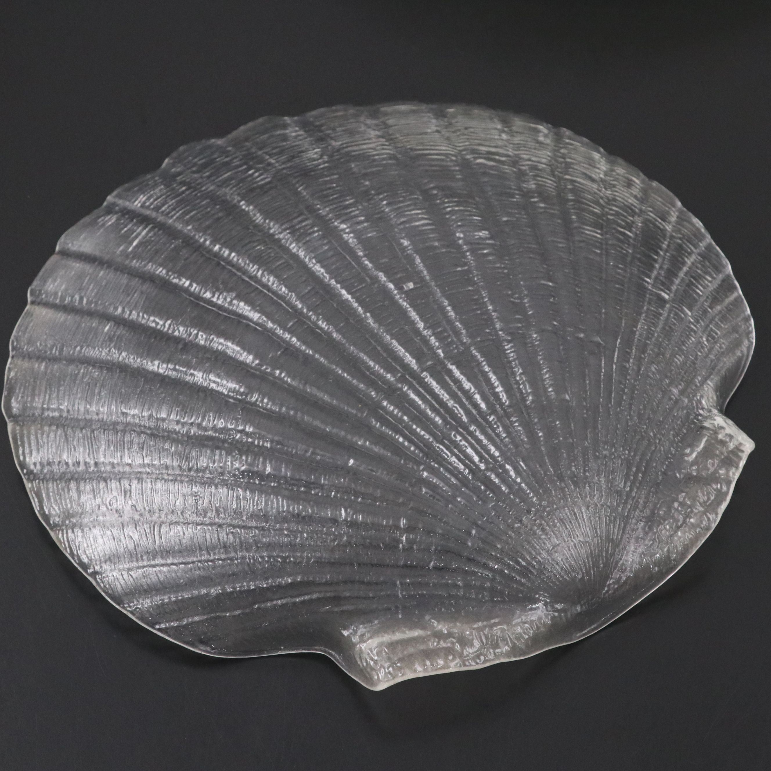 Eight Pressed Glass Shell Dinner Plates