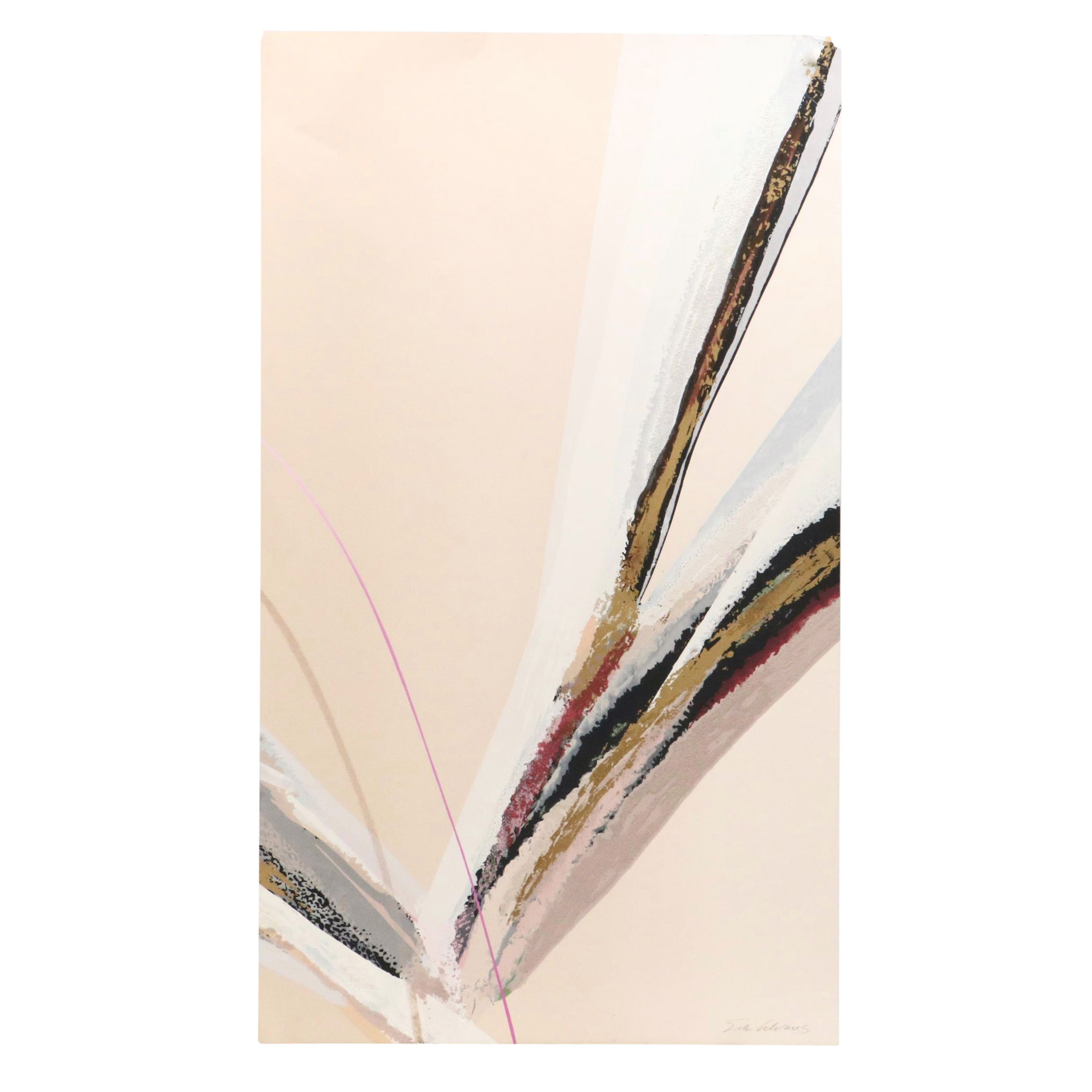 Elba Alvarez Abstract Embellished Serigraph, Late 20th Century