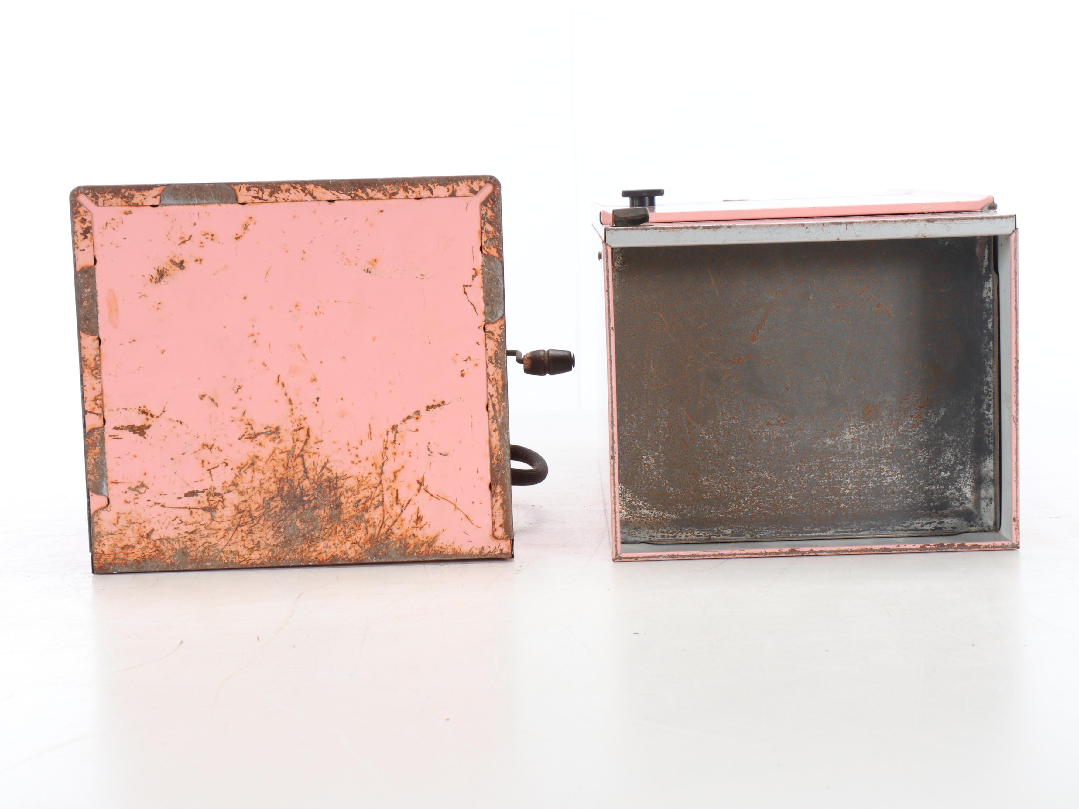 Vintage Pink Tin Appliance Toys with Play Cookware and Plates