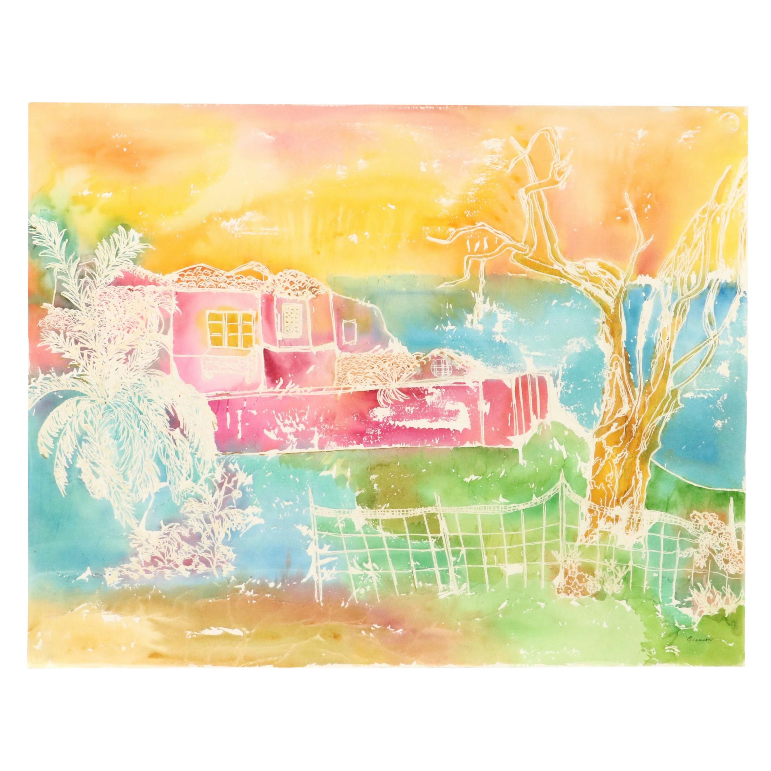 Bramson Coastal Landscape Watercolor Painting, 21st Century