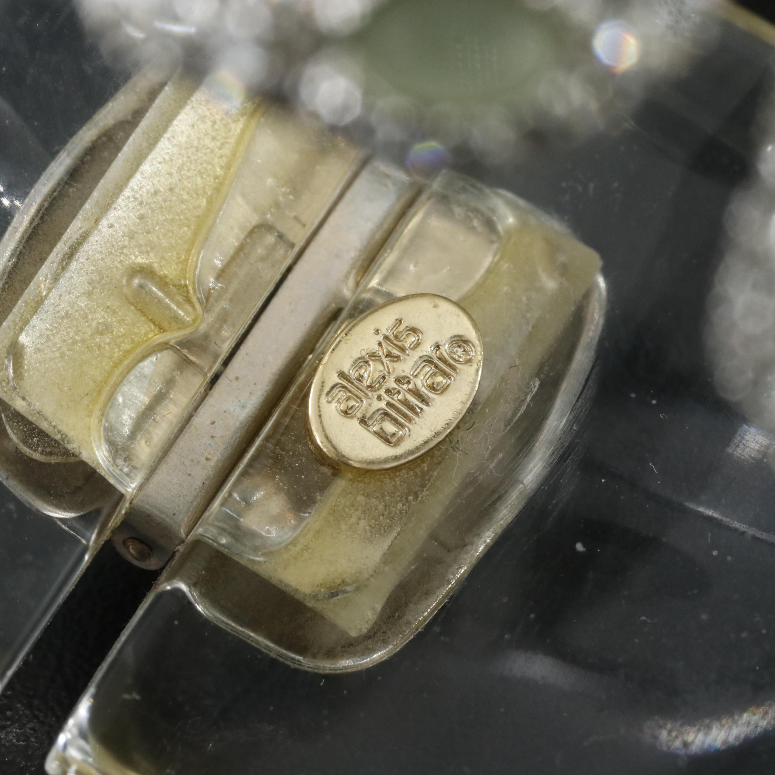 Alexis Bittar Lucite Hinged Cuff Bracelet Including Labradorite and Rhinestones