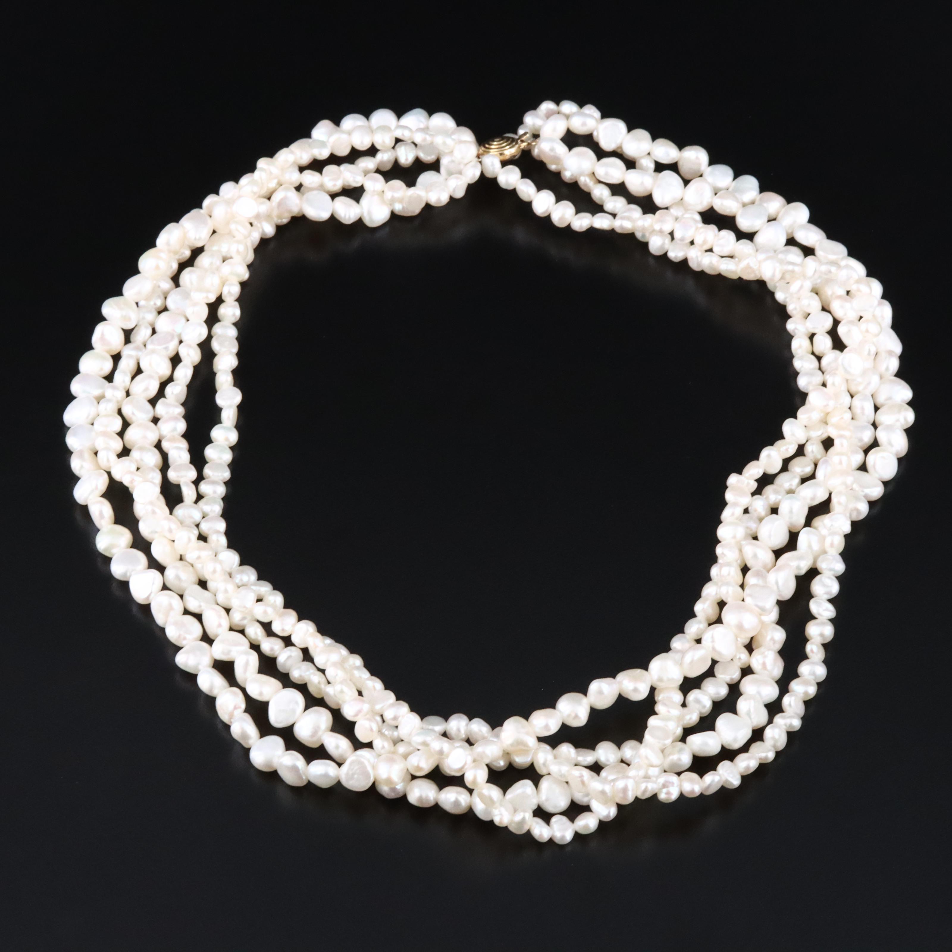 14K Five Strand Pearl Necklace