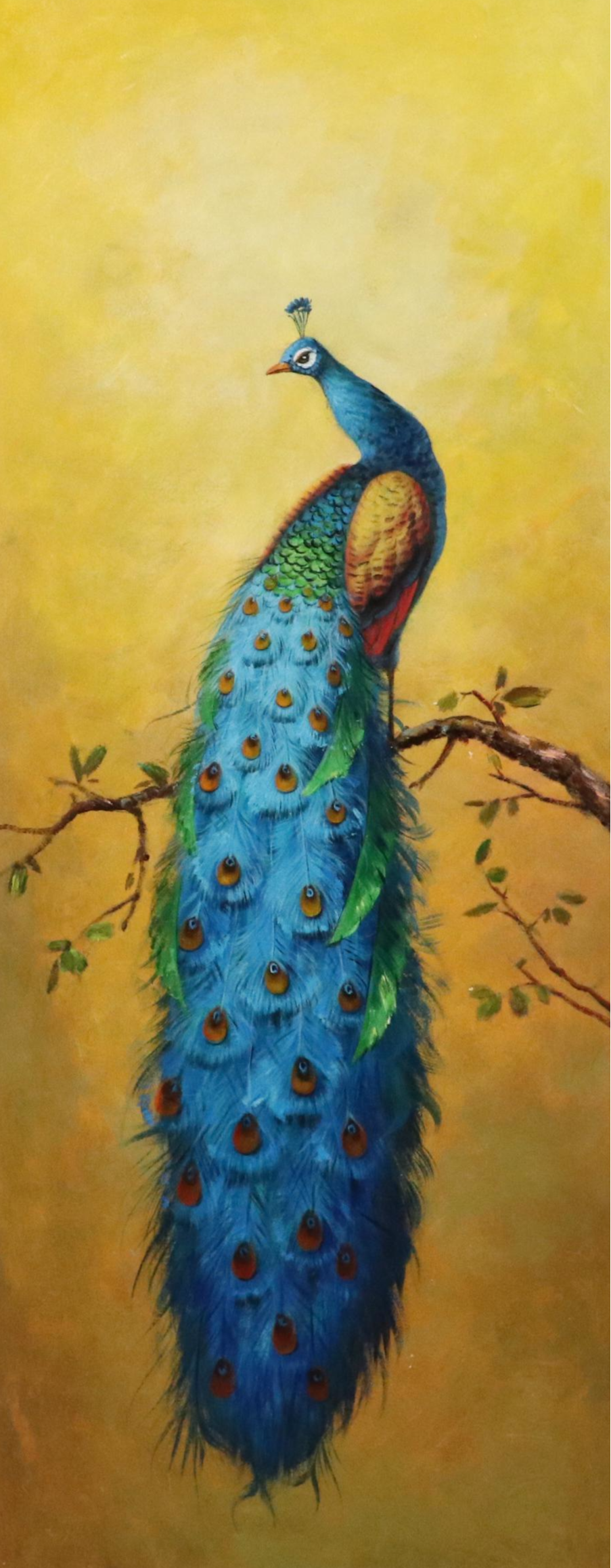 Oil Painting of a Peacock, 21st Century