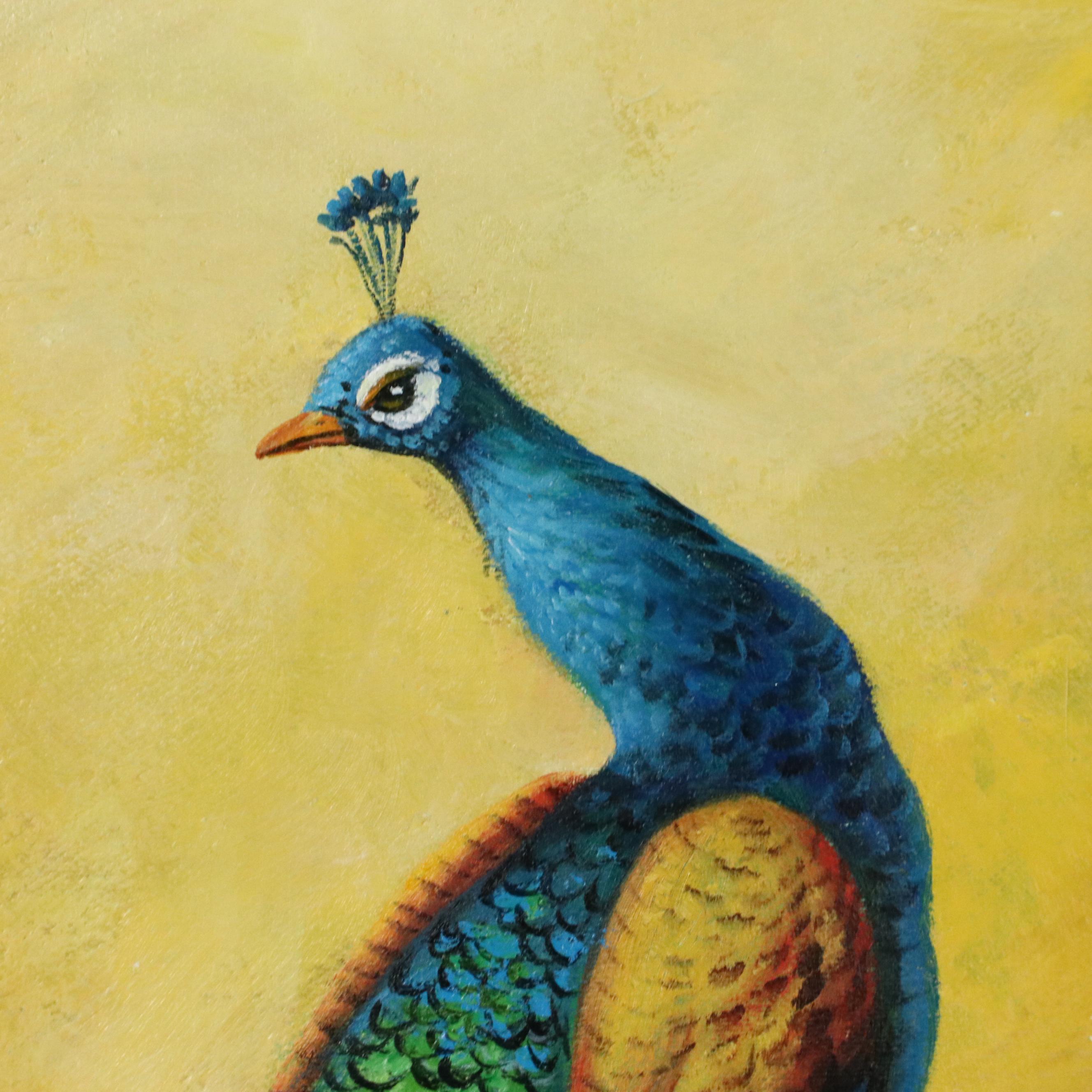 Oil Painting of a Peacock, 21st Century