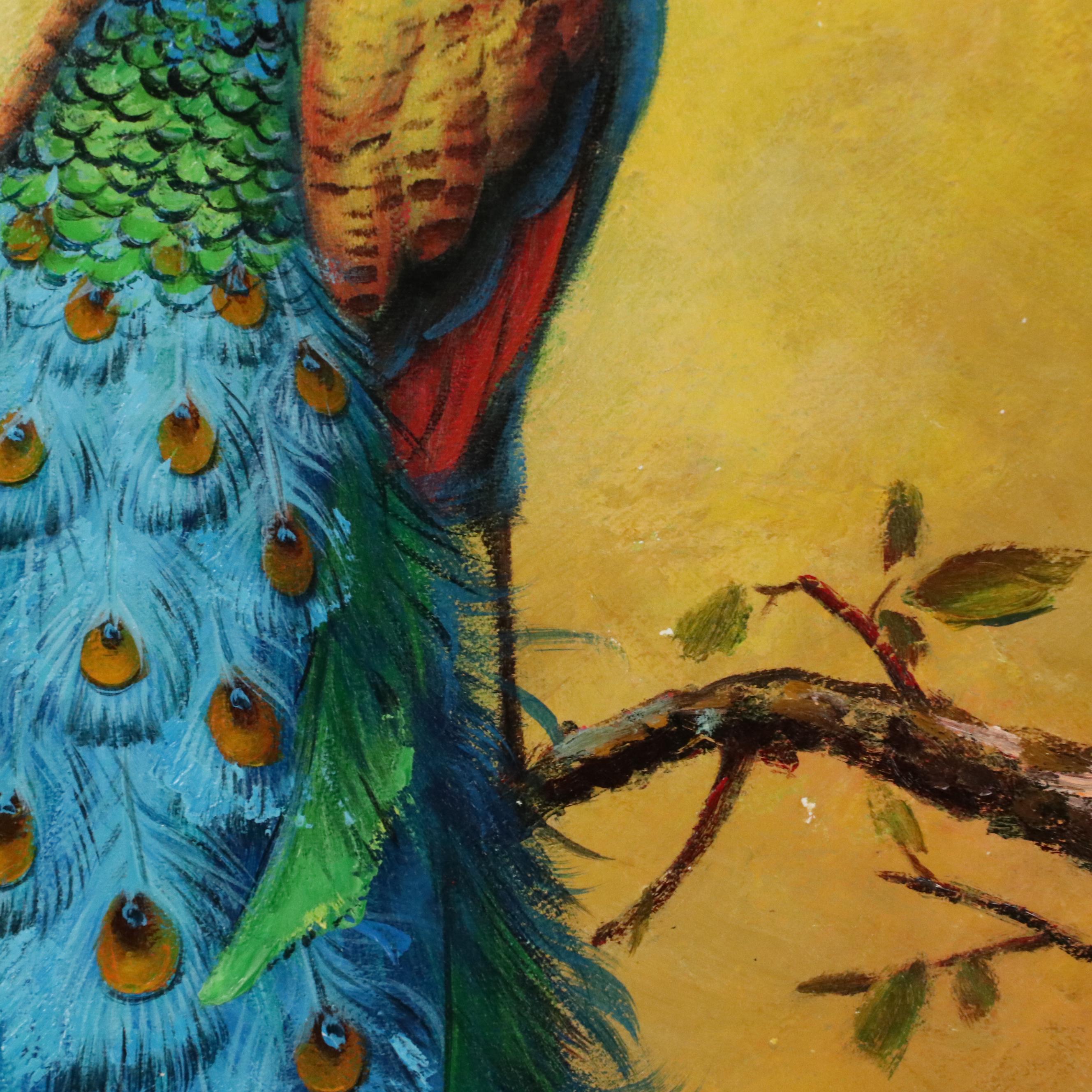 Oil Painting of a Peacock, 21st Century