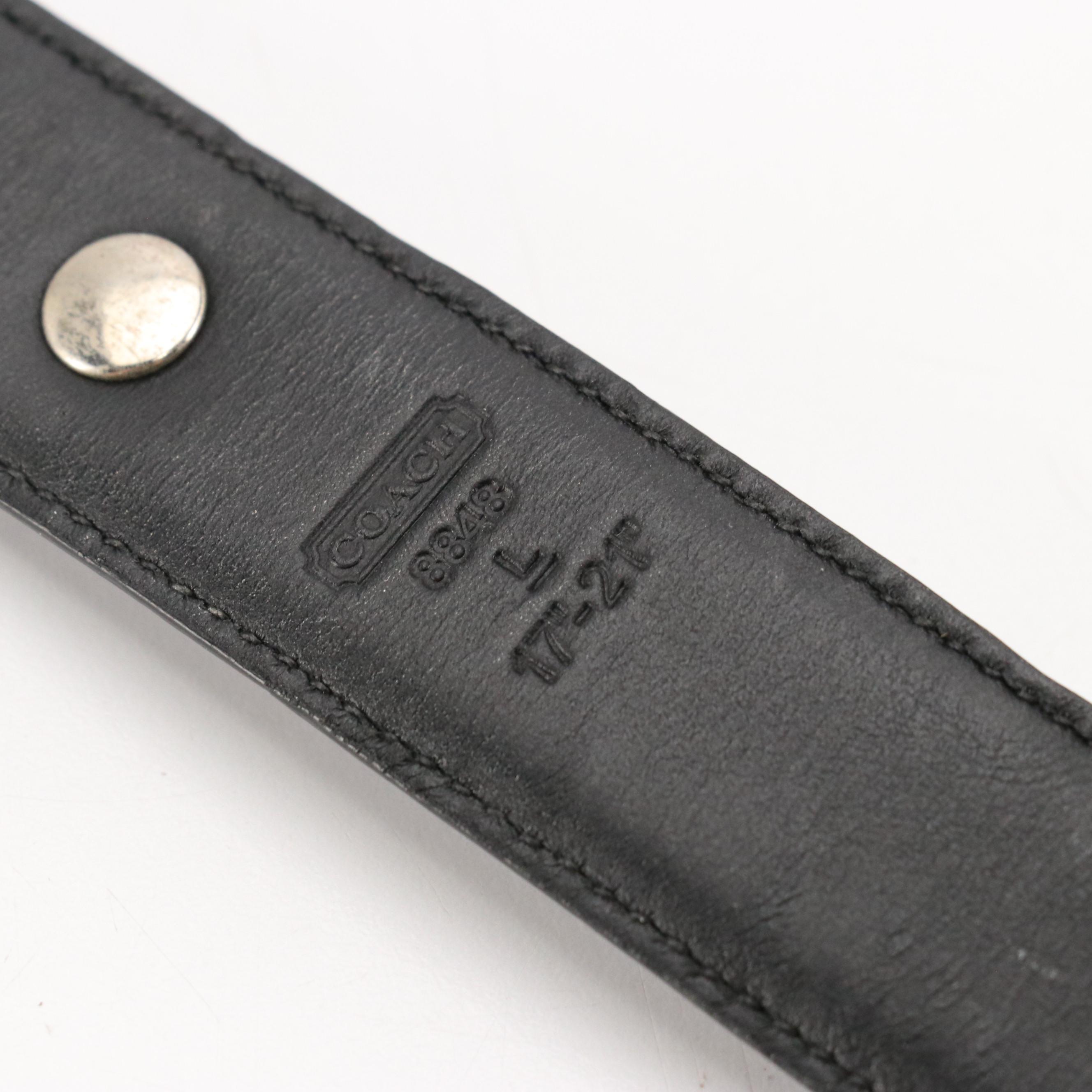 Coach Signature Canvas Triple Pill Case, Key FOB, Black Leather Large Dog Collar