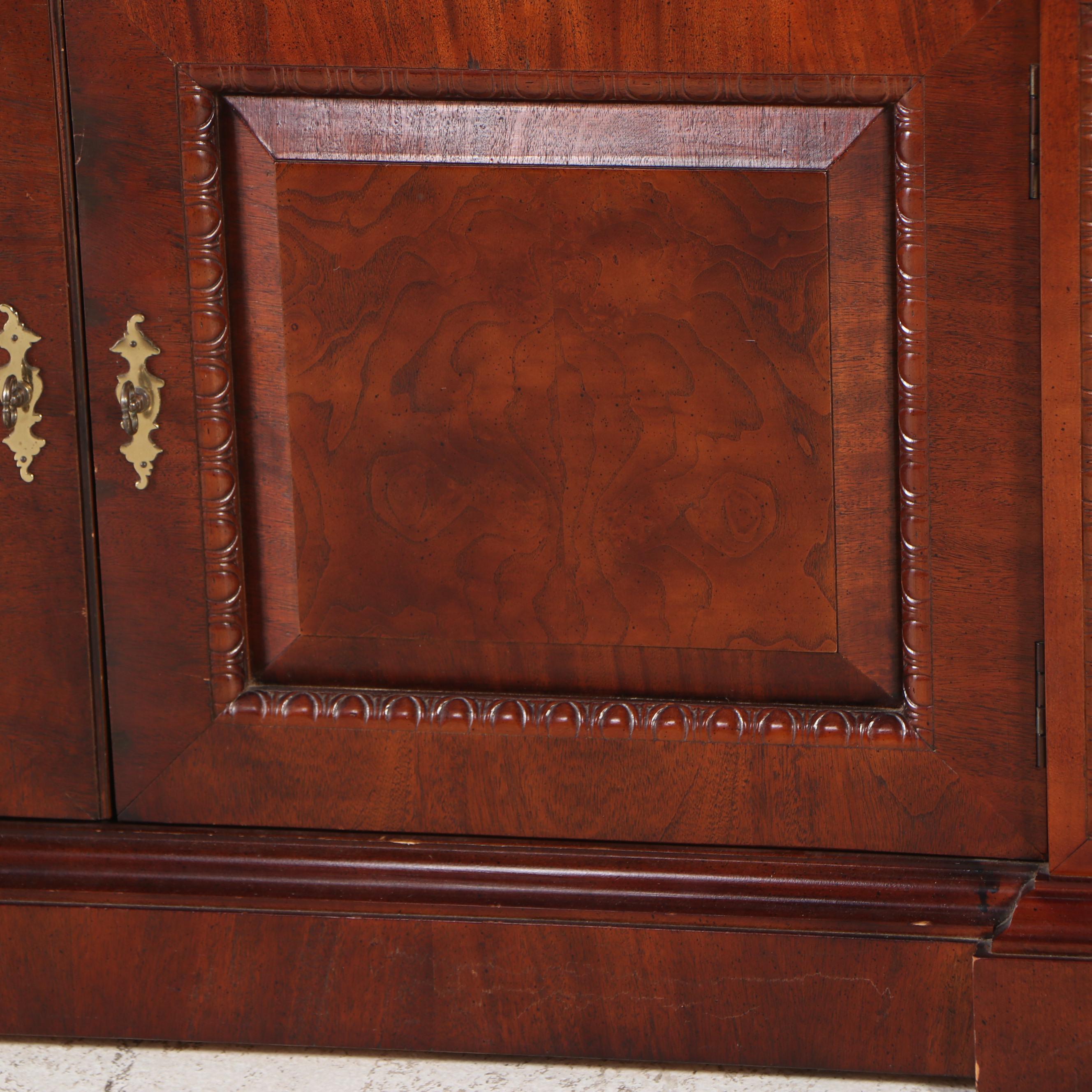 George III Style Mahogany Break-Front China Cabinet
