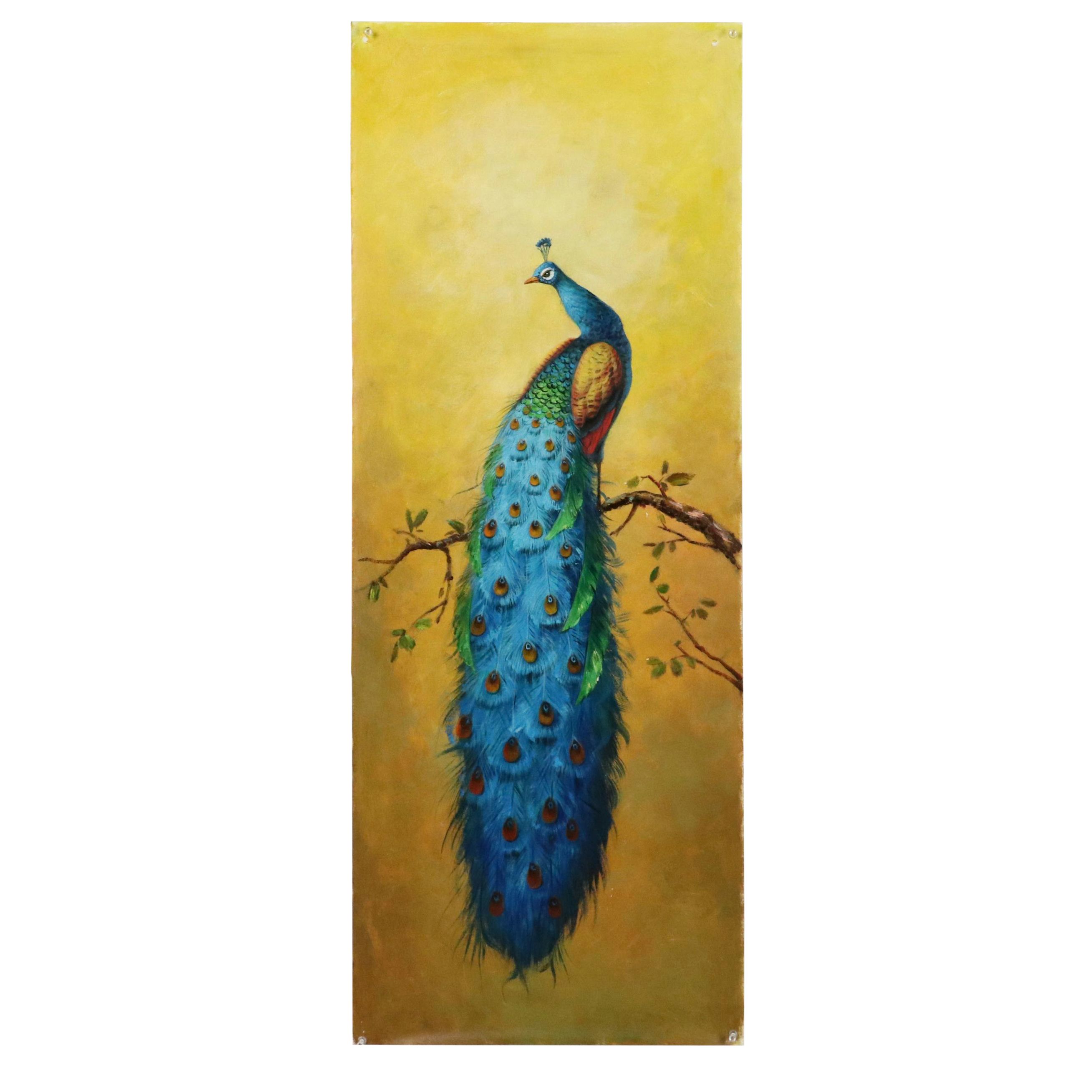 Oil Painting of a Peacock, 21st Century