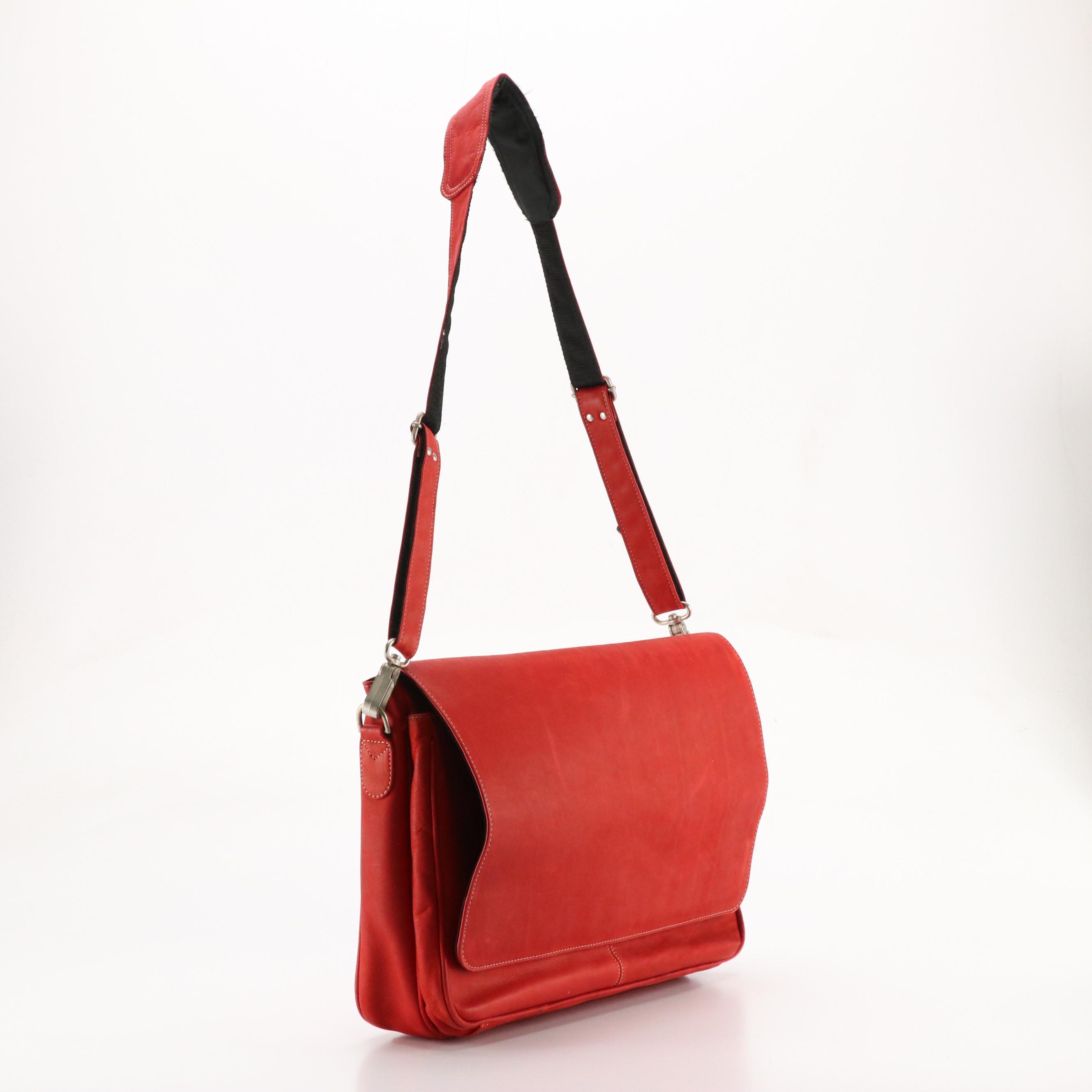 Piel Handmade Red Leather Business Crossbody Bag