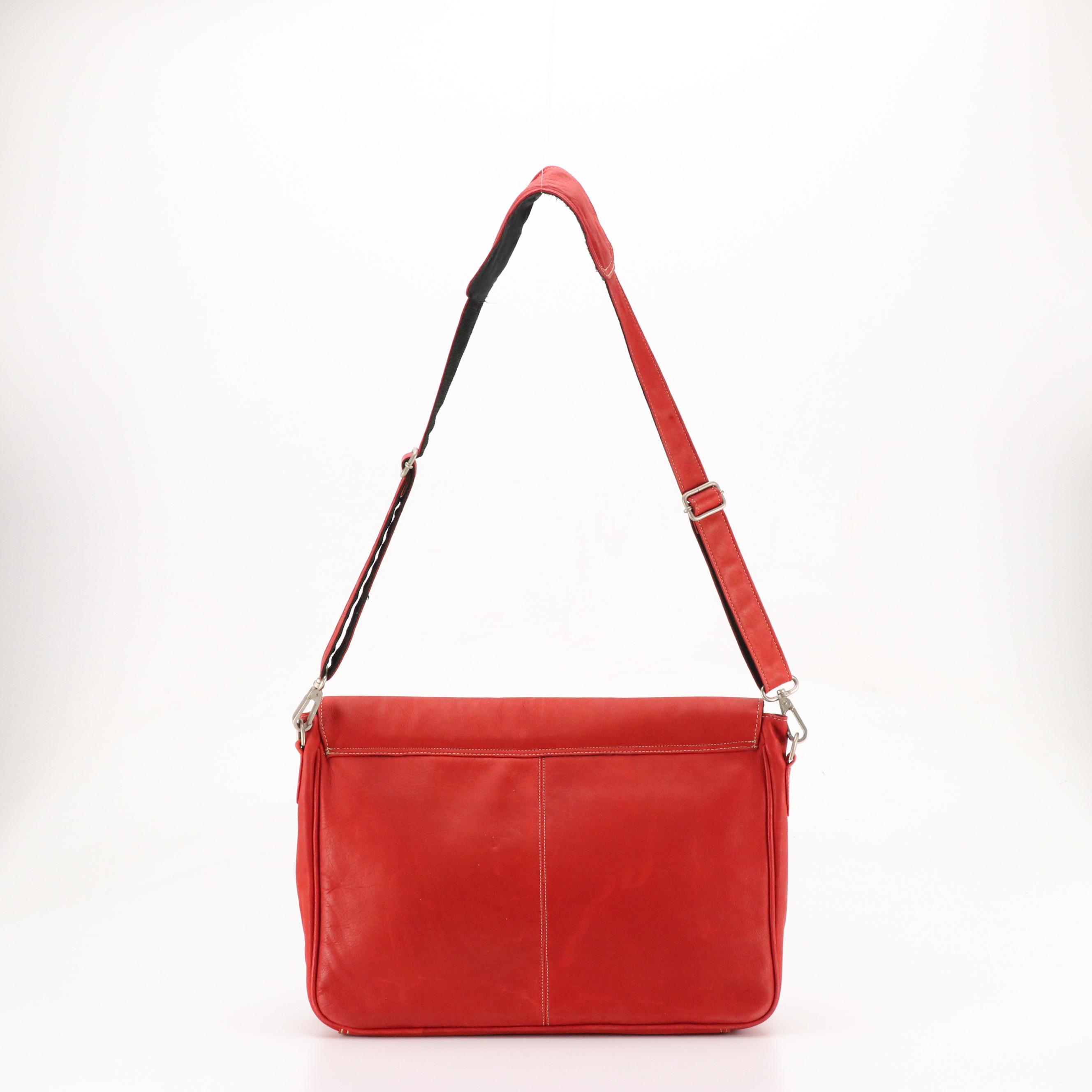 Piel Handmade Red Leather Business Crossbody Bag