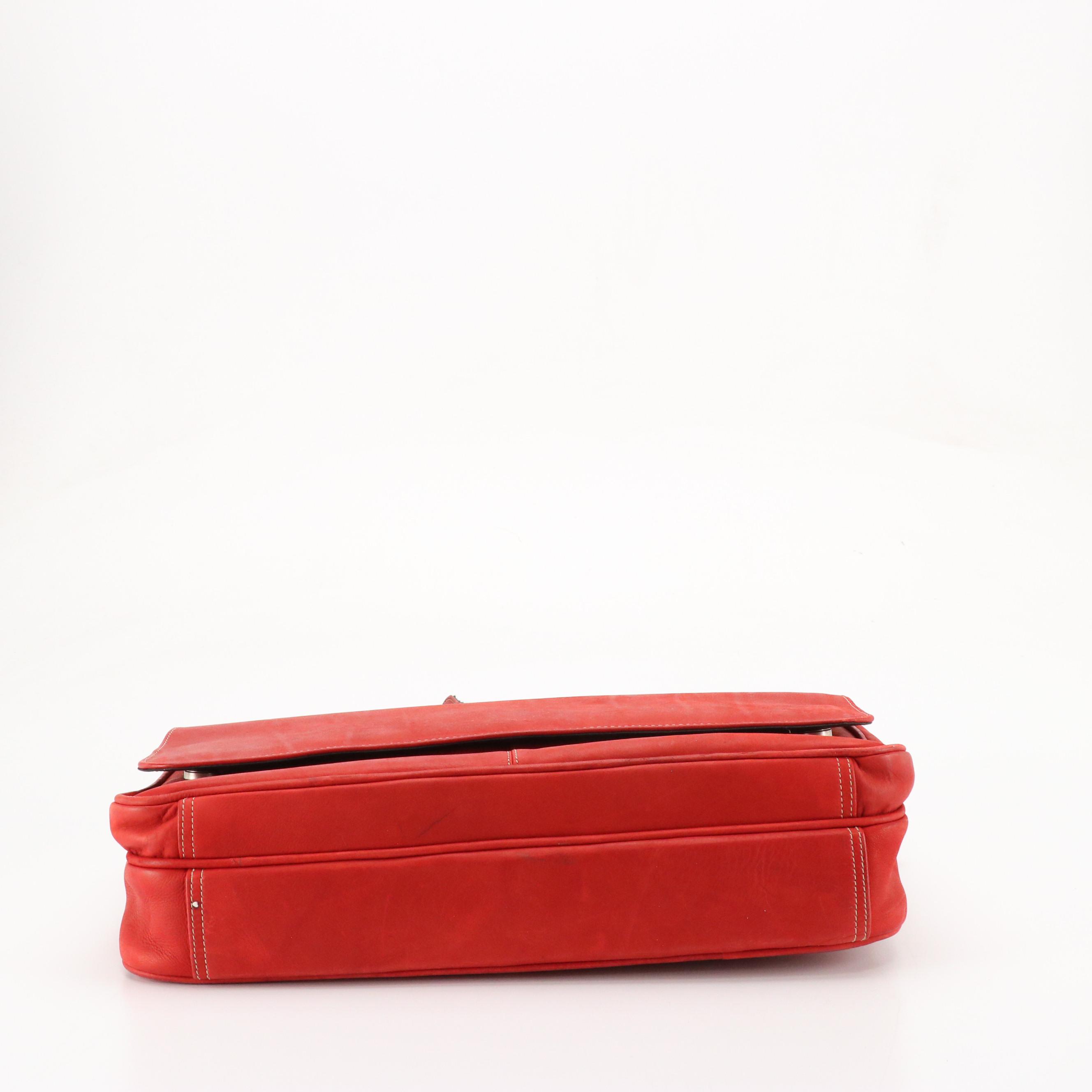 Piel Handmade Red Leather Business Crossbody Bag