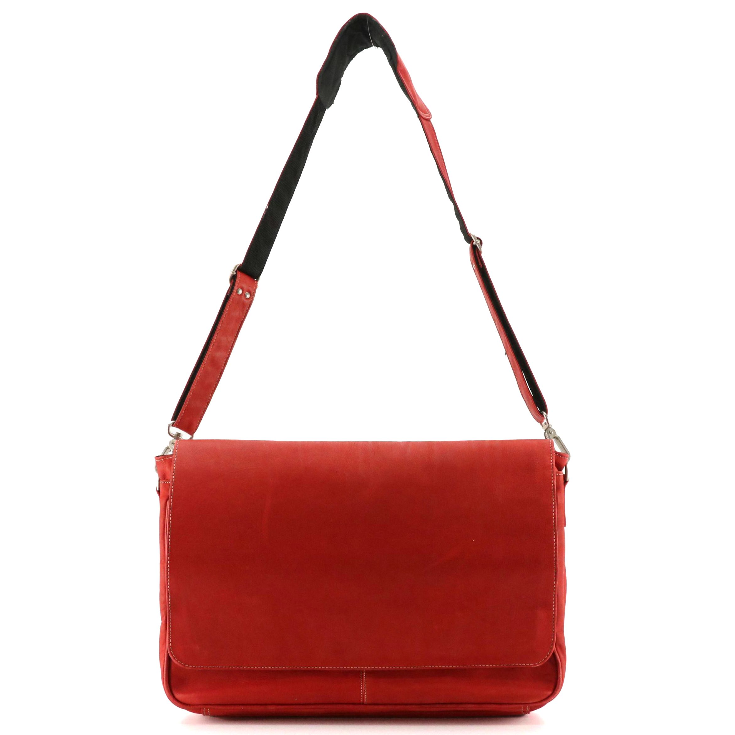 Piel Handmade Red Leather Business Crossbody Bag