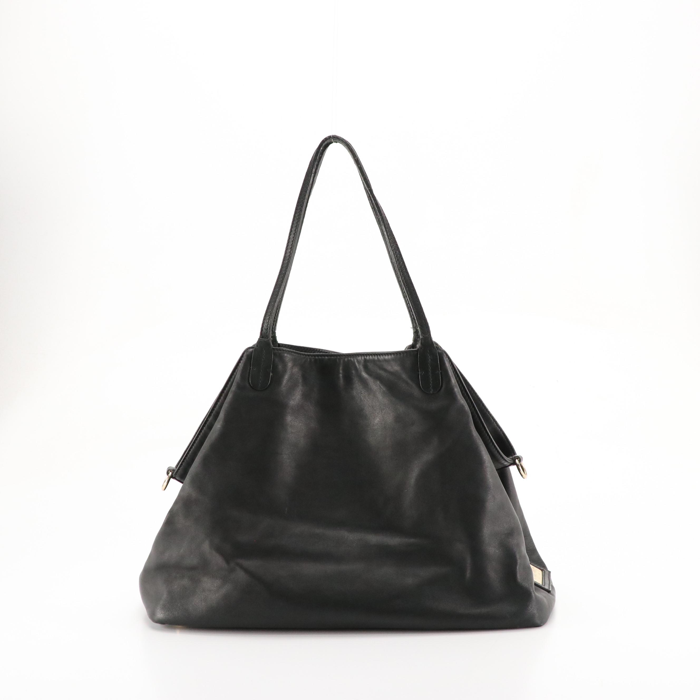 Valentino Garavani Black Lambskin Leather Rosette Shoulder Bag