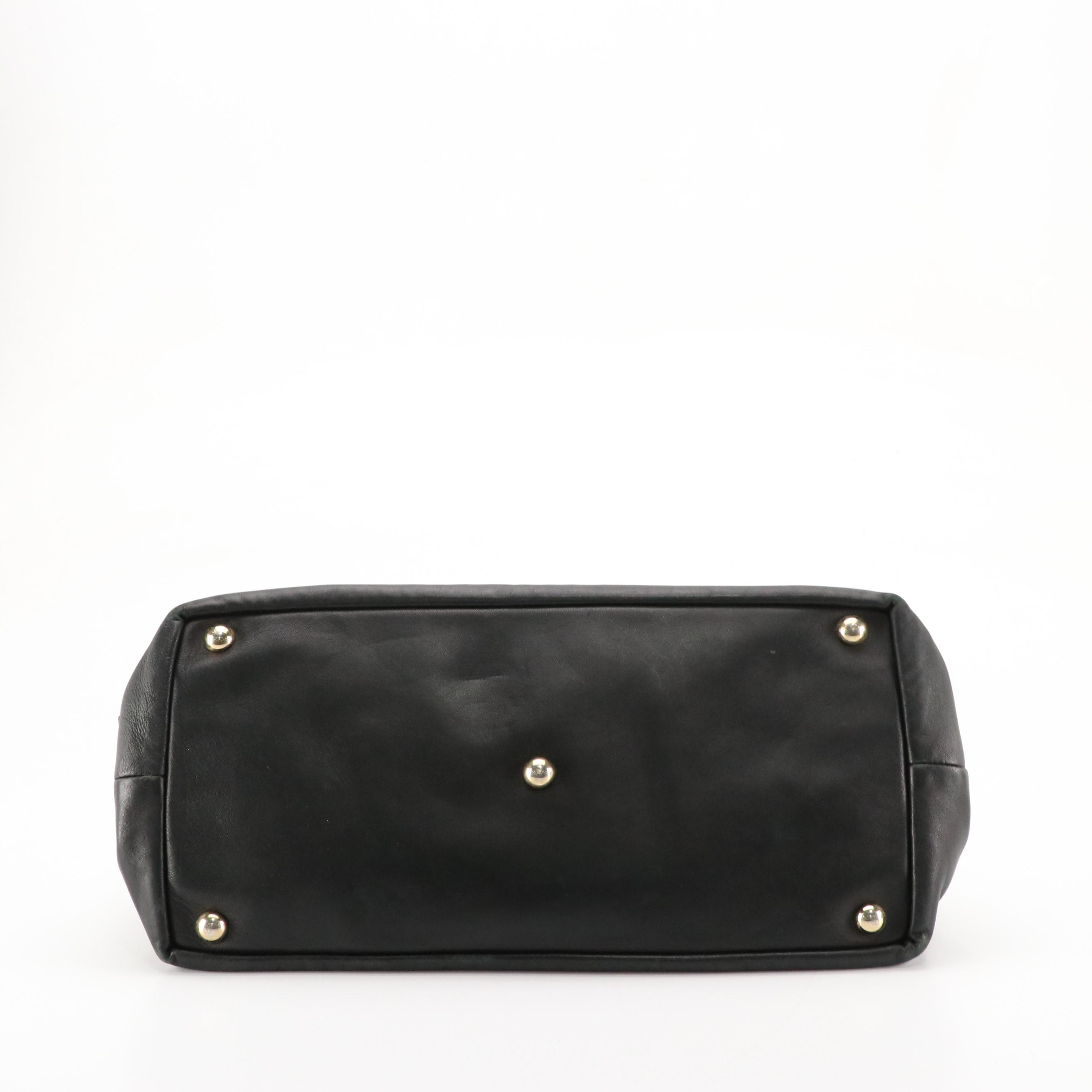 Valentino Garavani Black Lambskin Leather Rosette Shoulder Bag