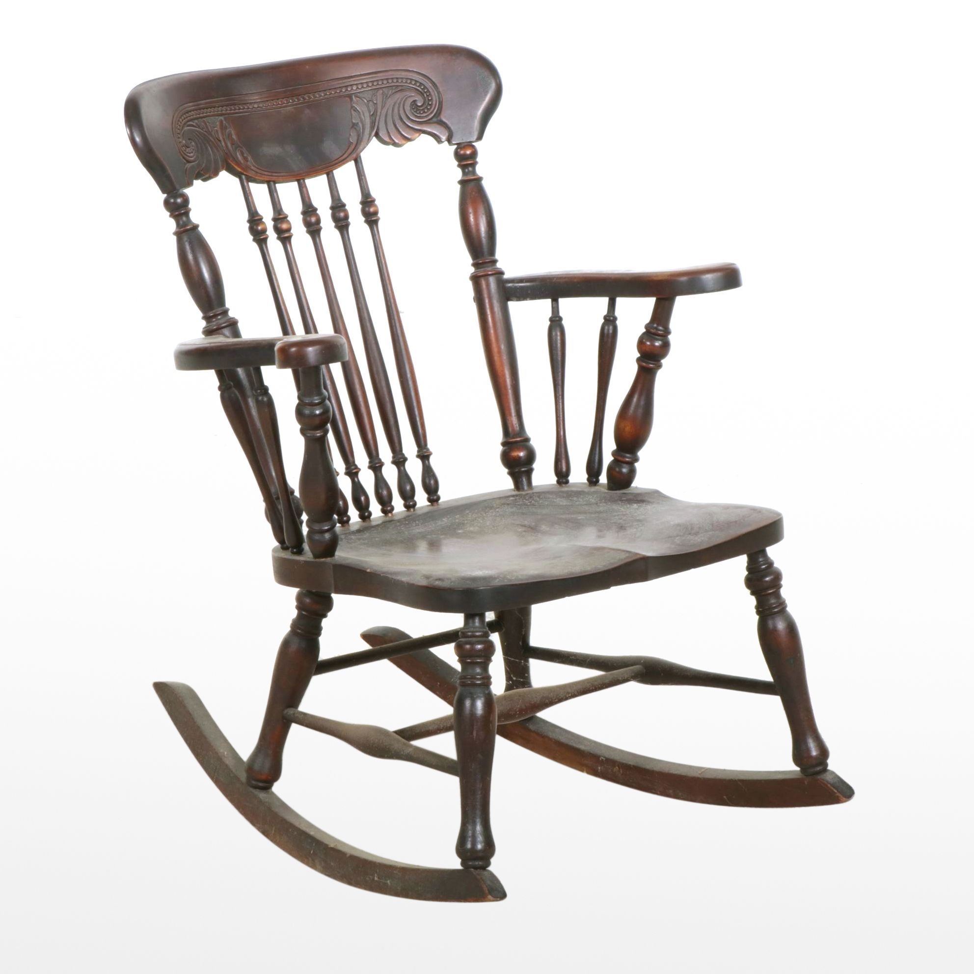 Carved Walnut Rocking Chair, Early to Mid 20th Century
